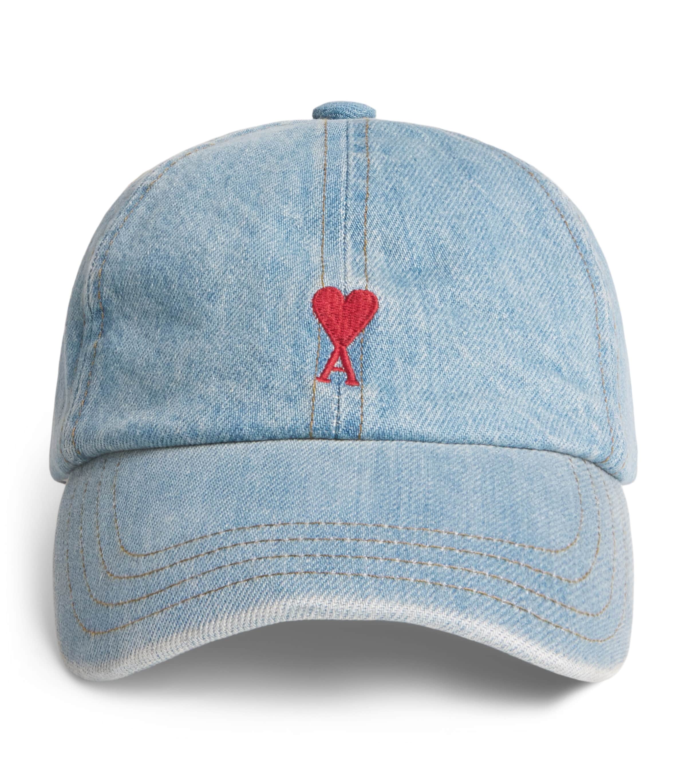 AMI Paris Denim Ami de Coeur Baseball Cap : Bleu Used