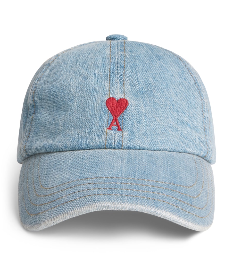 AMI Paris Denim Ami de Coeur Baseball Cap : Bleu Used