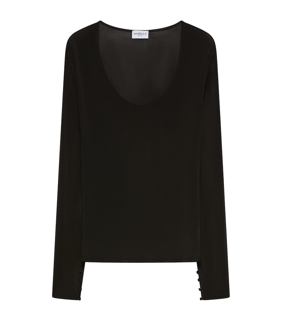 Marella Womens Jersey Scoop-Neck T-Shirt Black