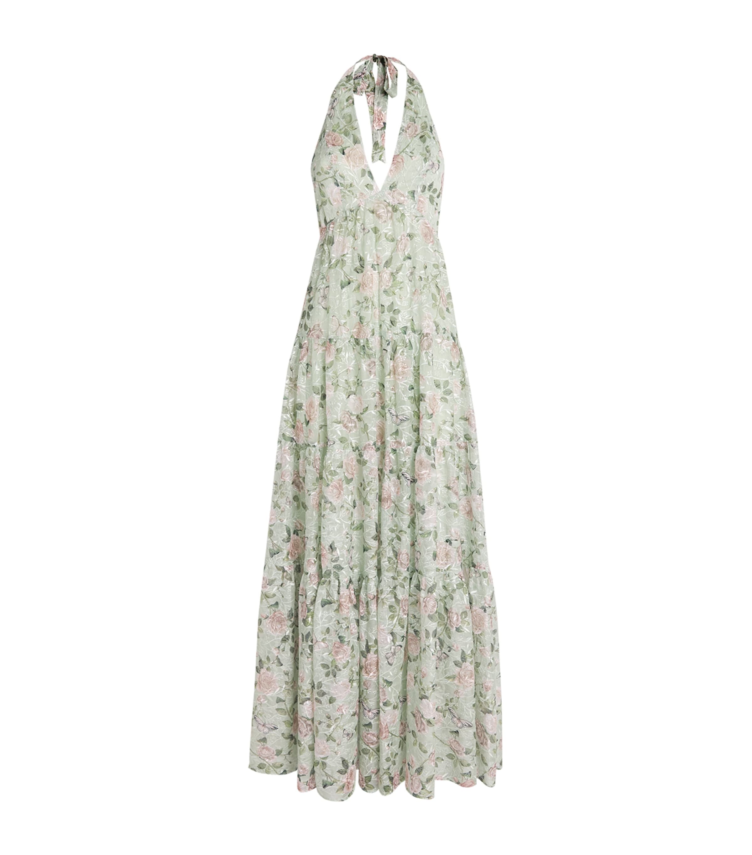 Alice+Olivia Womens Embroidered Floral Maura Maxi Dress Grdn Gssip Lght Sage