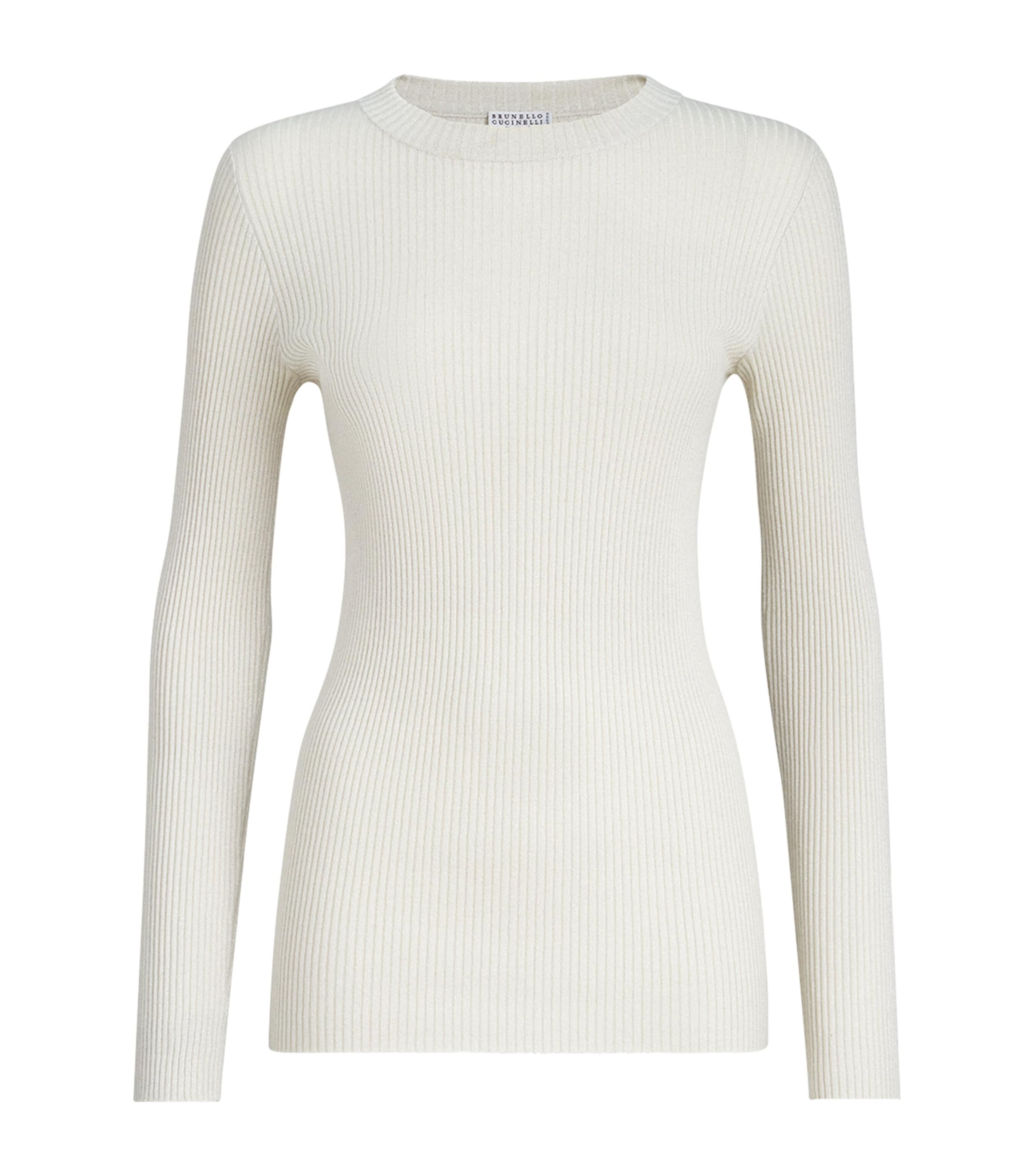 Brunello Cucinelli Womens Cashmere-Blend Sparkle Sweater