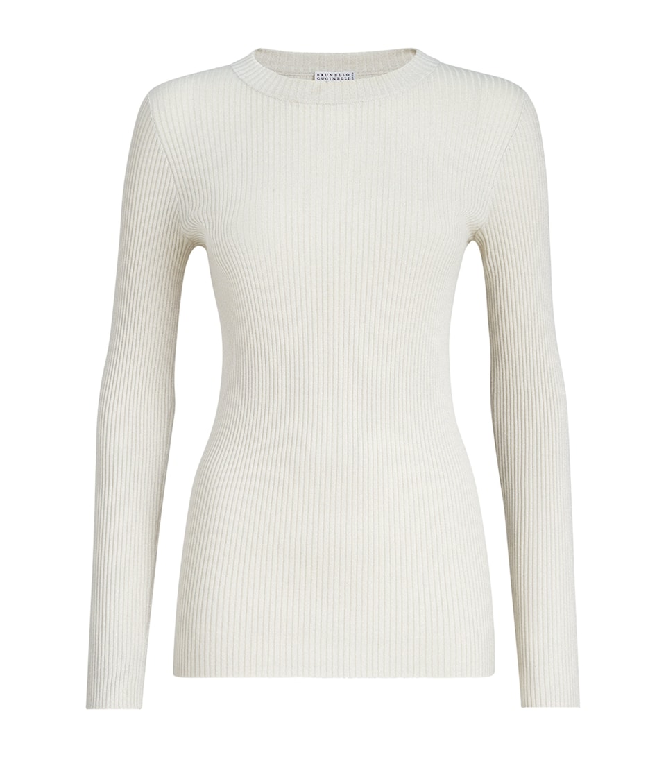 Brunello Cucinelli Womens Cashmere-Blend Sparkle Sweater