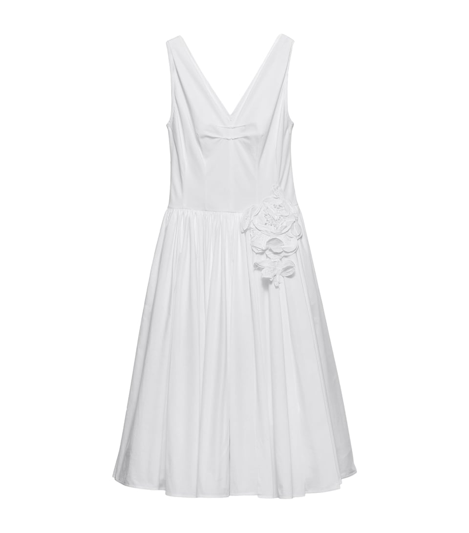 Prada Womens Cotton Poplin Midi Dress