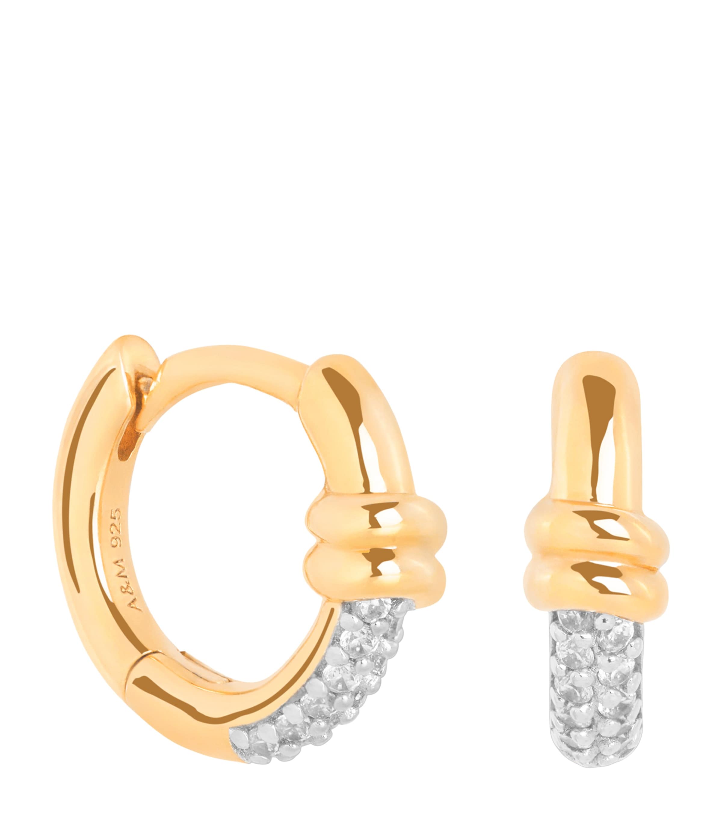 Gold-Plated Pavé Knot Huggies Earrings