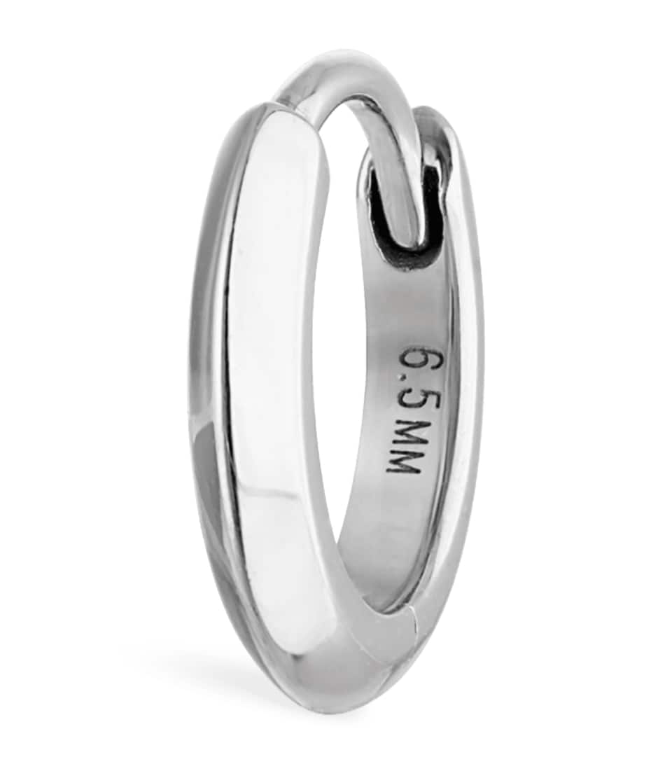 Maria Tash Faceted Metal Vertex Single Hoop Earring (6.5mm) White Gold