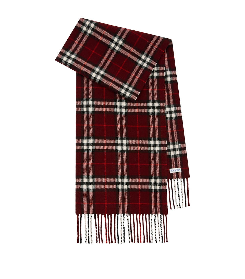 Burberry Cashmere-Blend Sparkle Check Scarf Oxblood Red