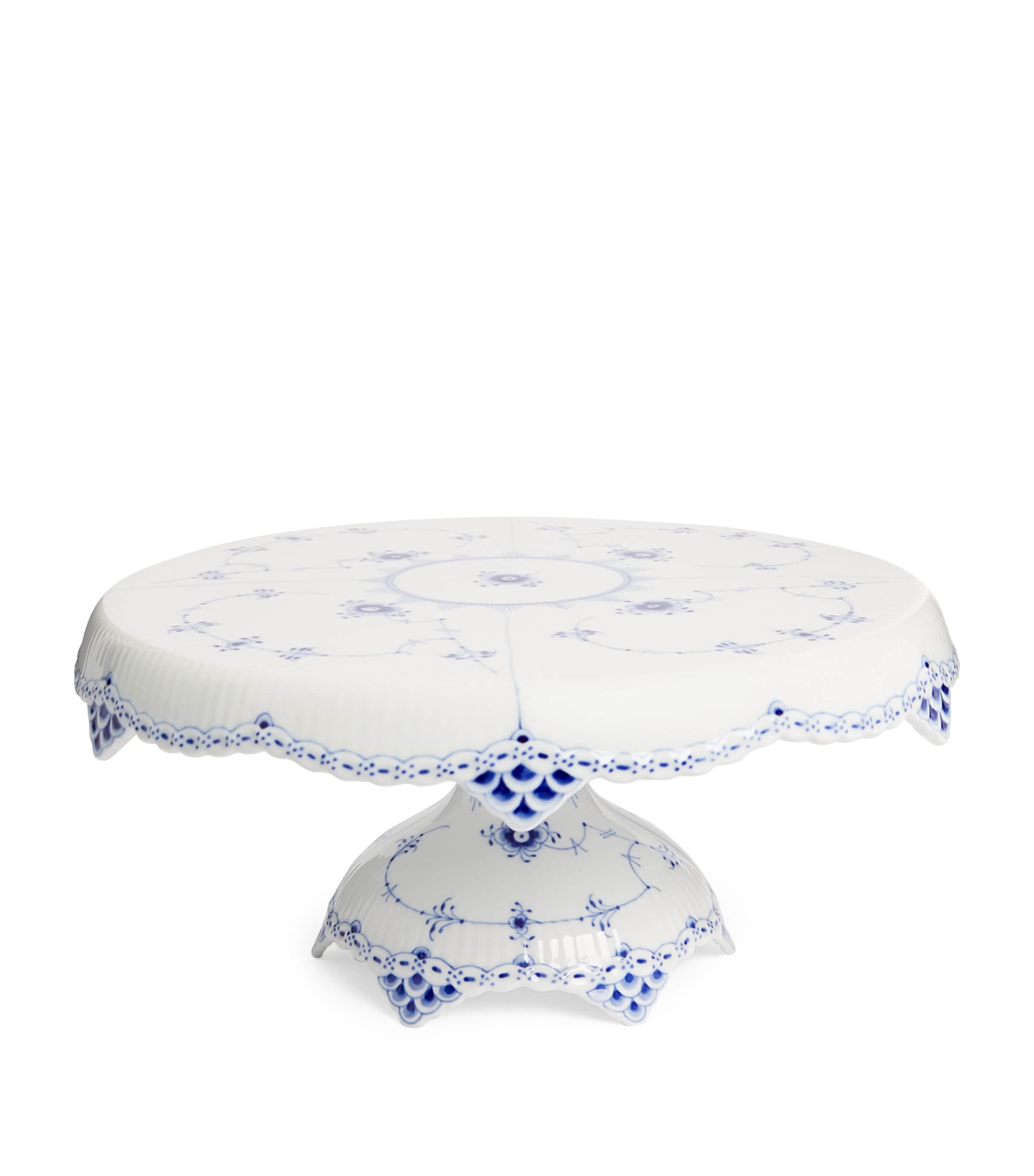 Blue Fluted Full Lace Cake Stand