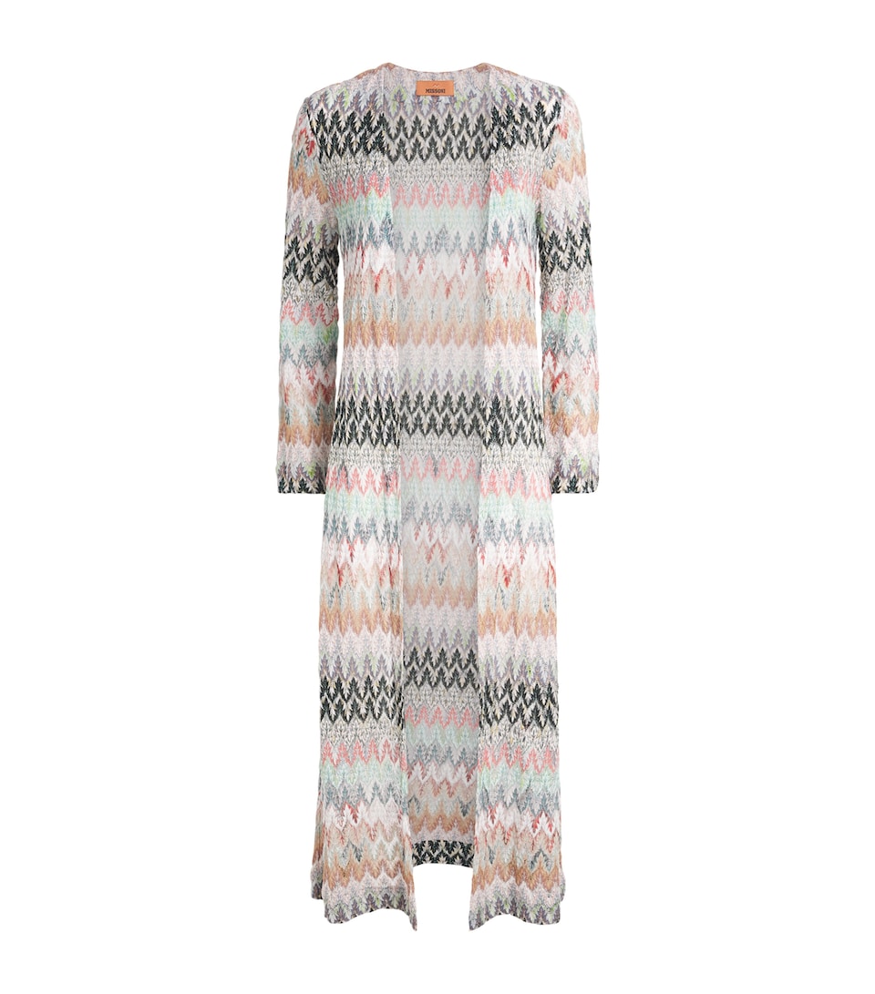 Lurex Zigzag Long Cardigan