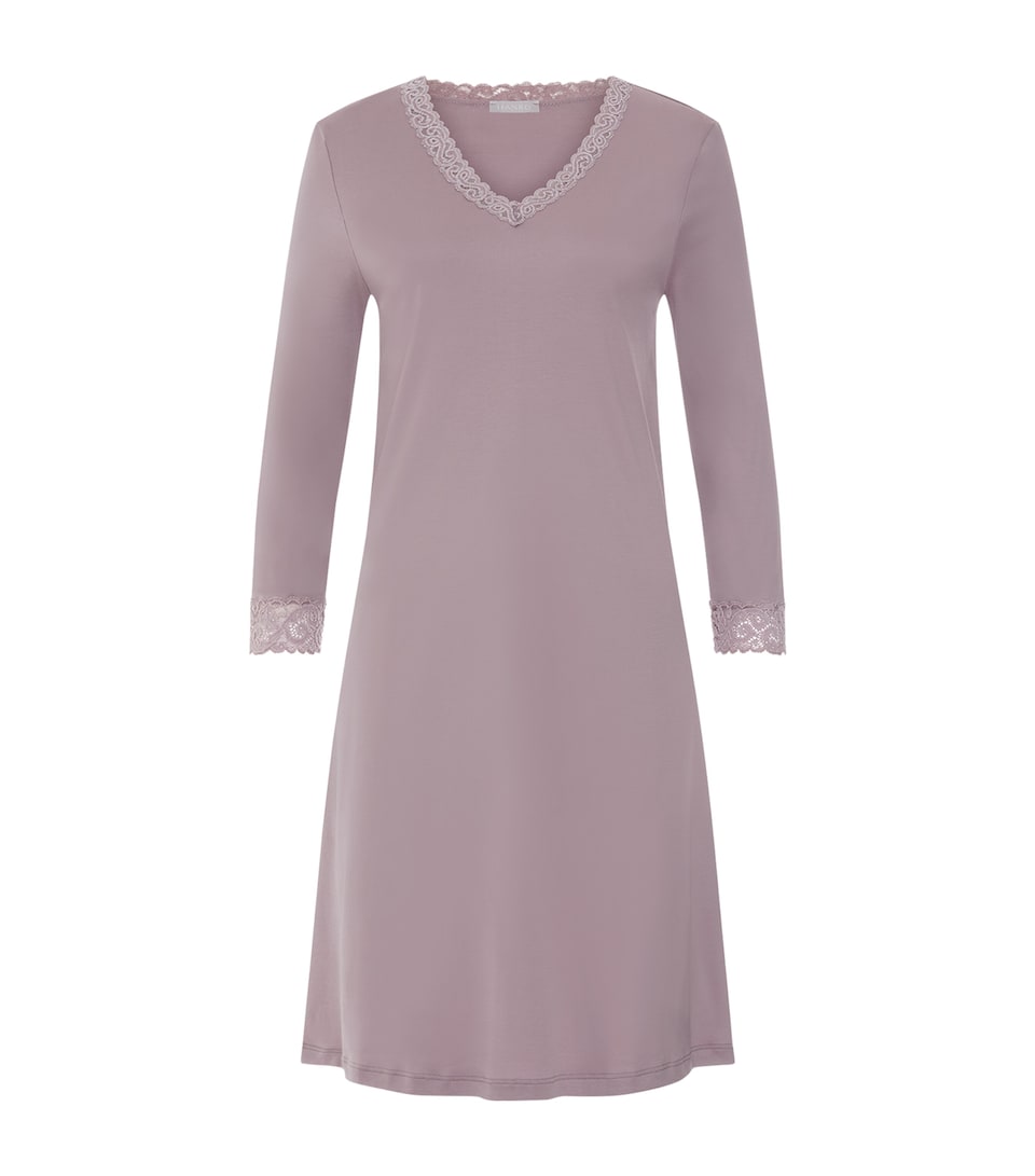 Hanro Womens Lace-Trim Moments Nightdress Stormy Rose