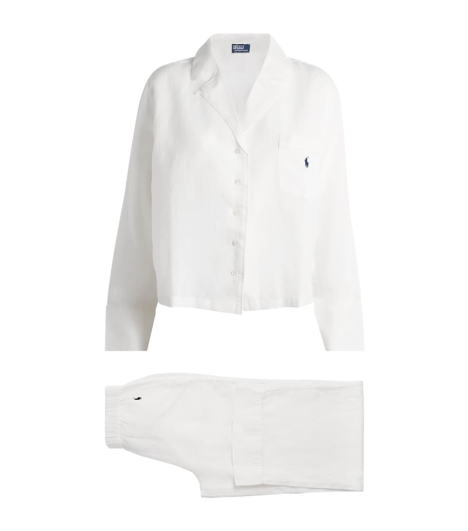 Polo Ralph Lauren Womens Linen-Cotton Pyjama Set White Cloud