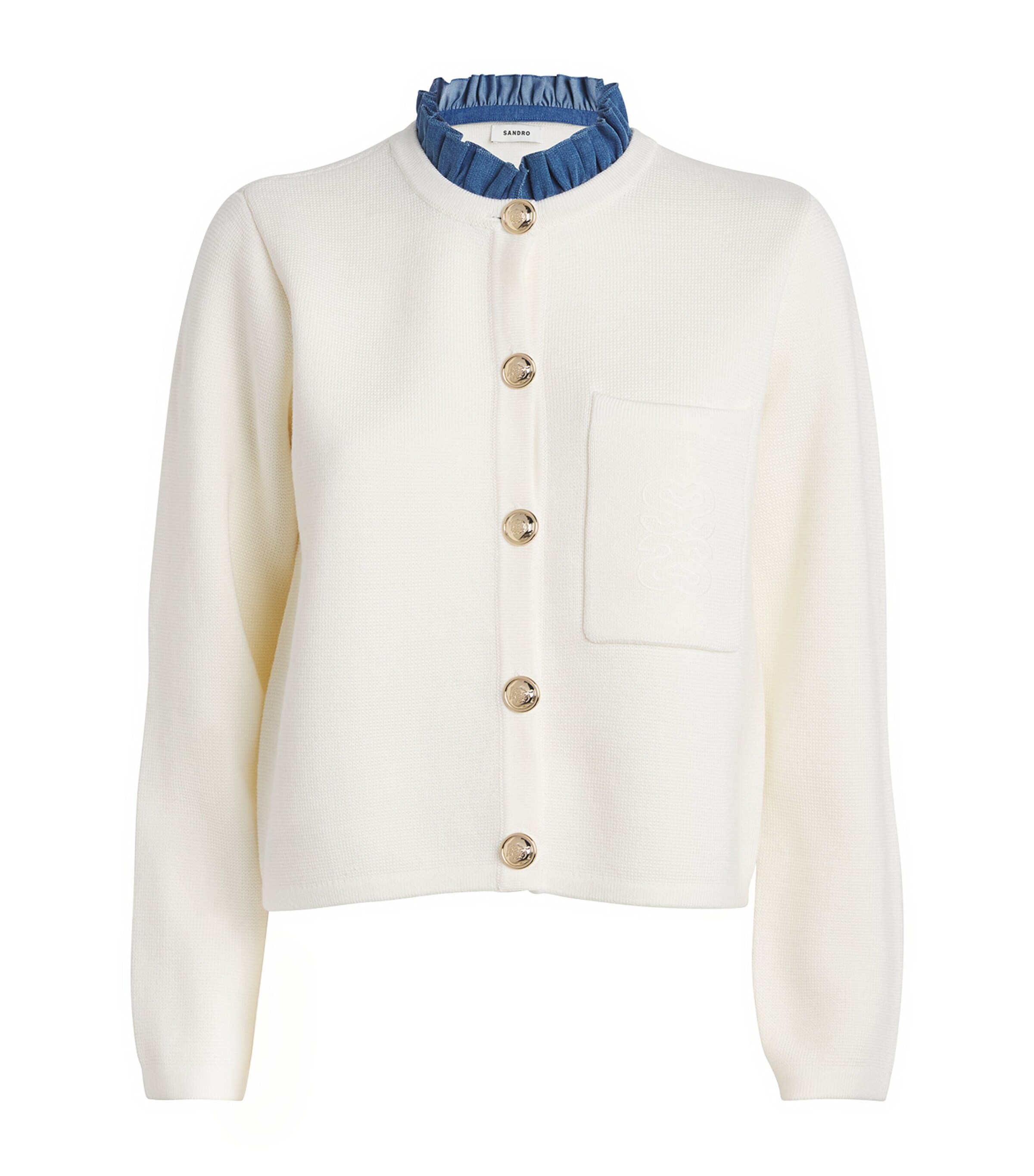 Wool-Blend High-Neck Cardigan