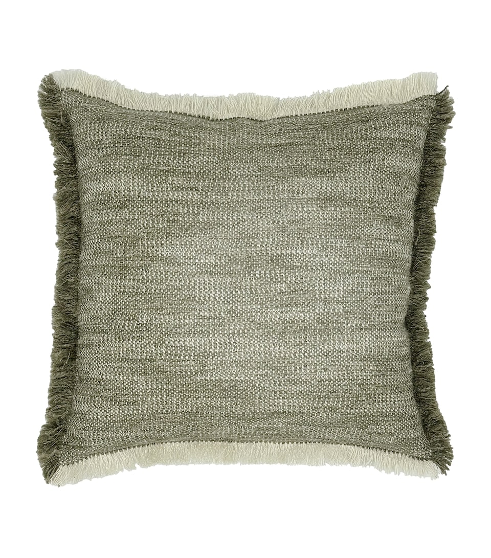 Linen-Wool-Blend Fringe Tatami Cushion (50cm x 50cm)