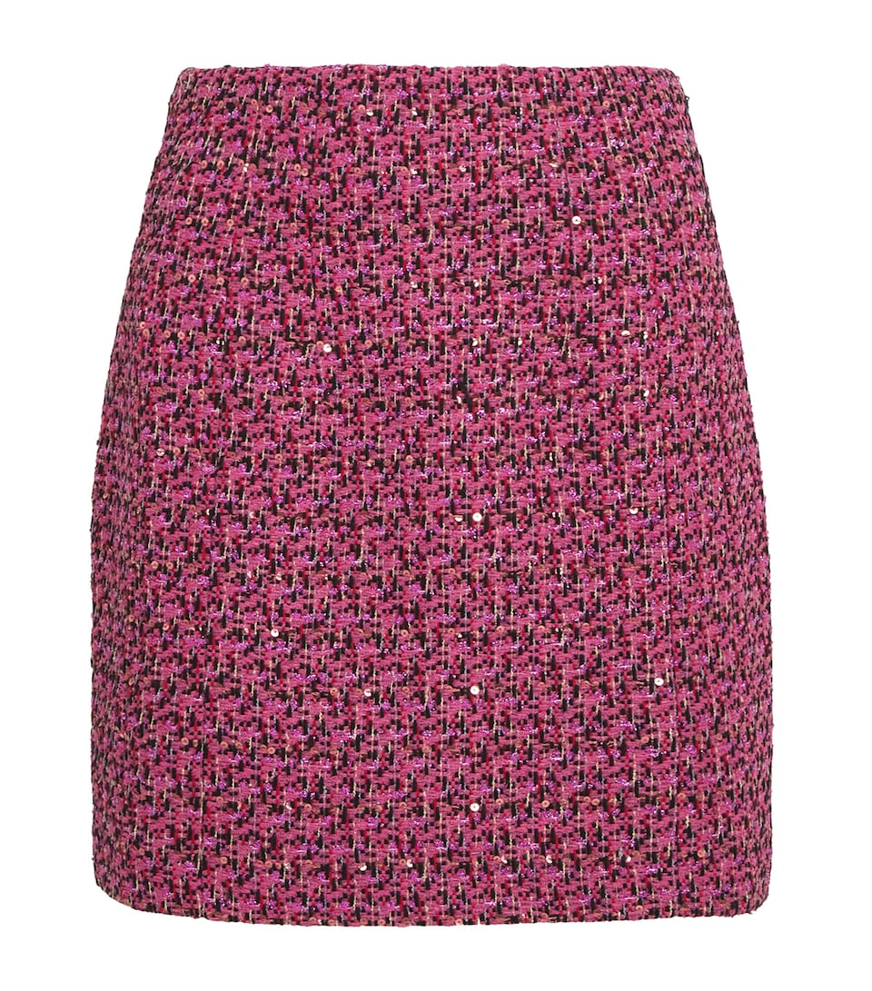Wool-Blend Tweed Embellished Mini Skirt