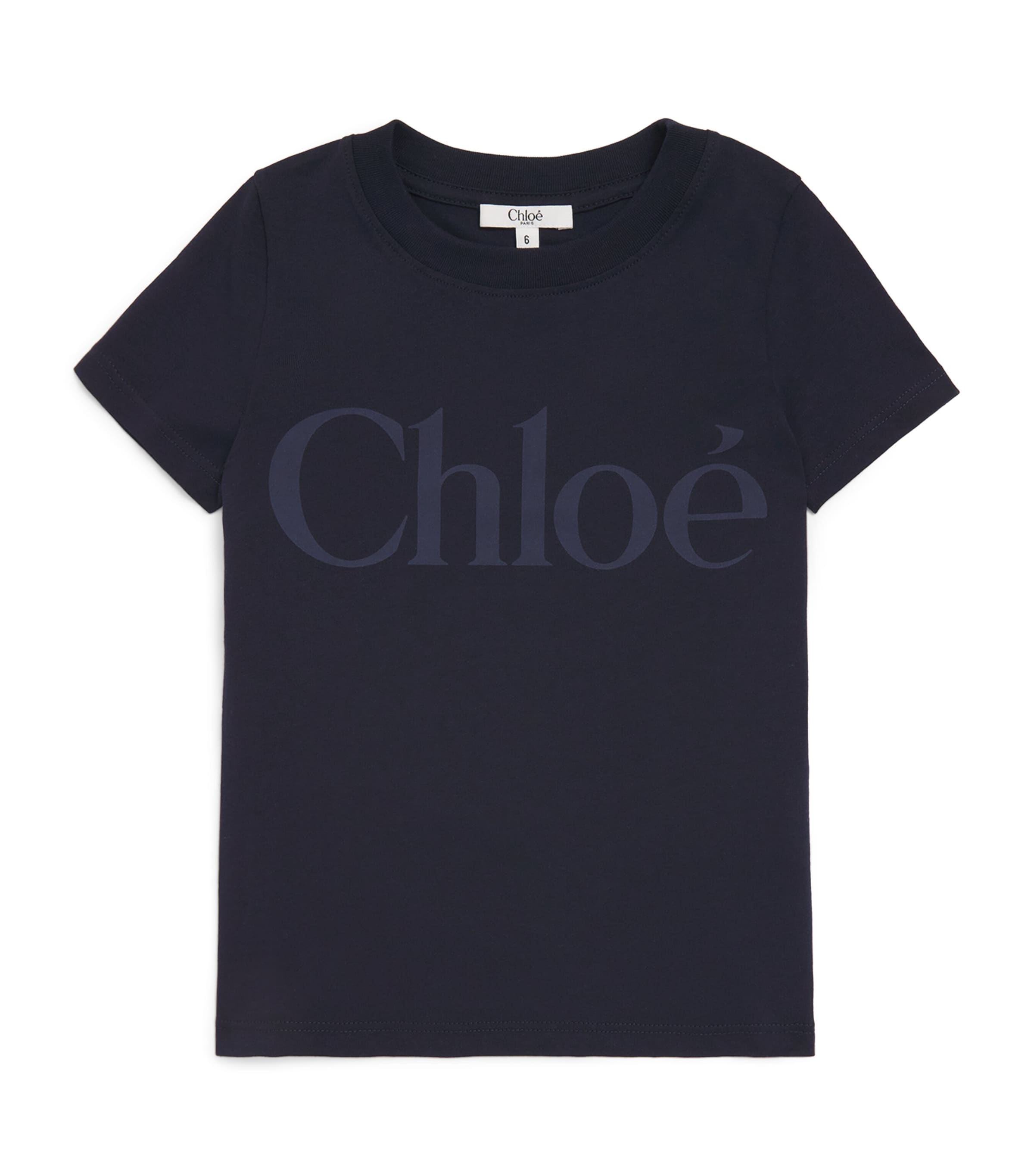 Chloé Kids Cotton Logo T-Shirt (4-14 Years) Navy