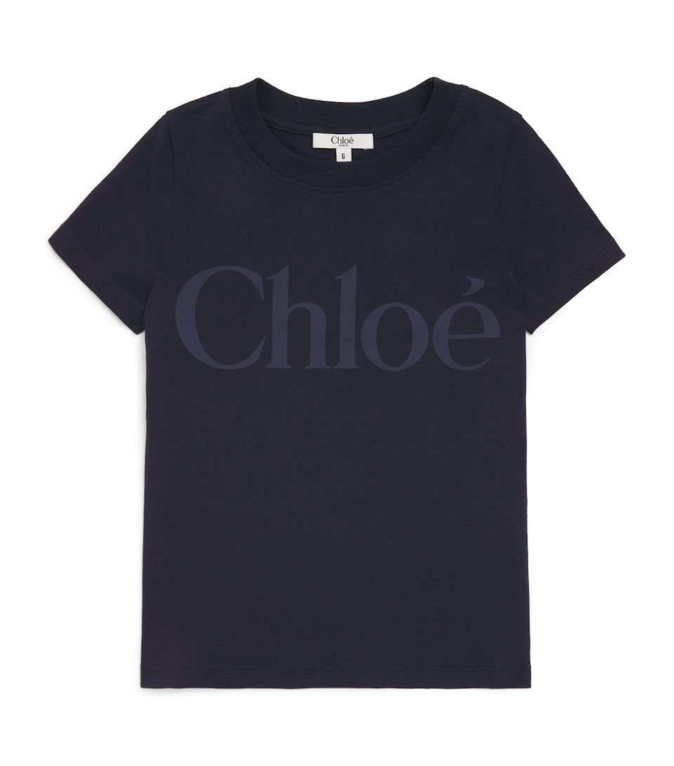 Chloé Kids Cotton Logo T-Shirt (4-14 Years) Navy