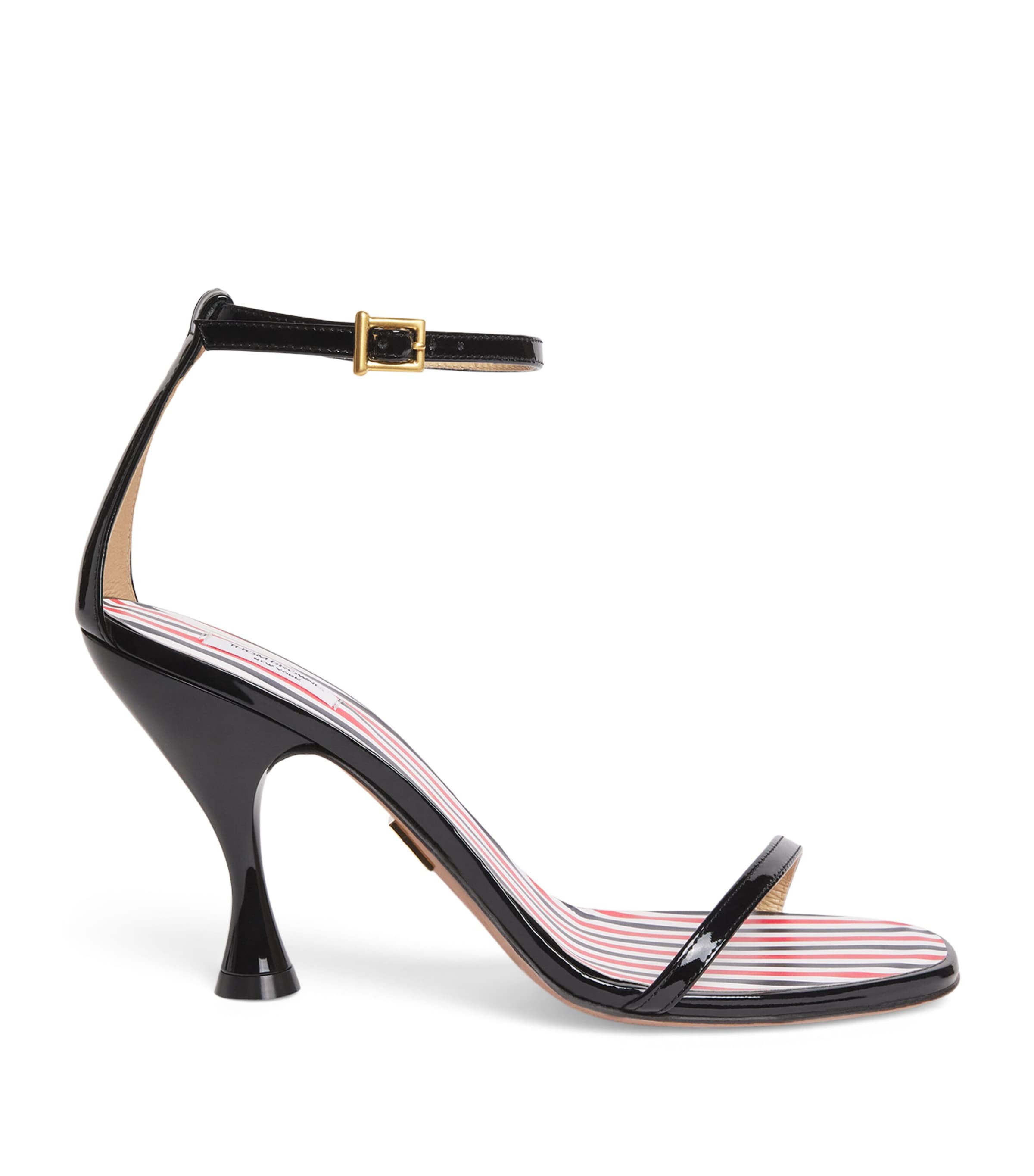 Patent Leather 4-Bar Heeled Sandals 90