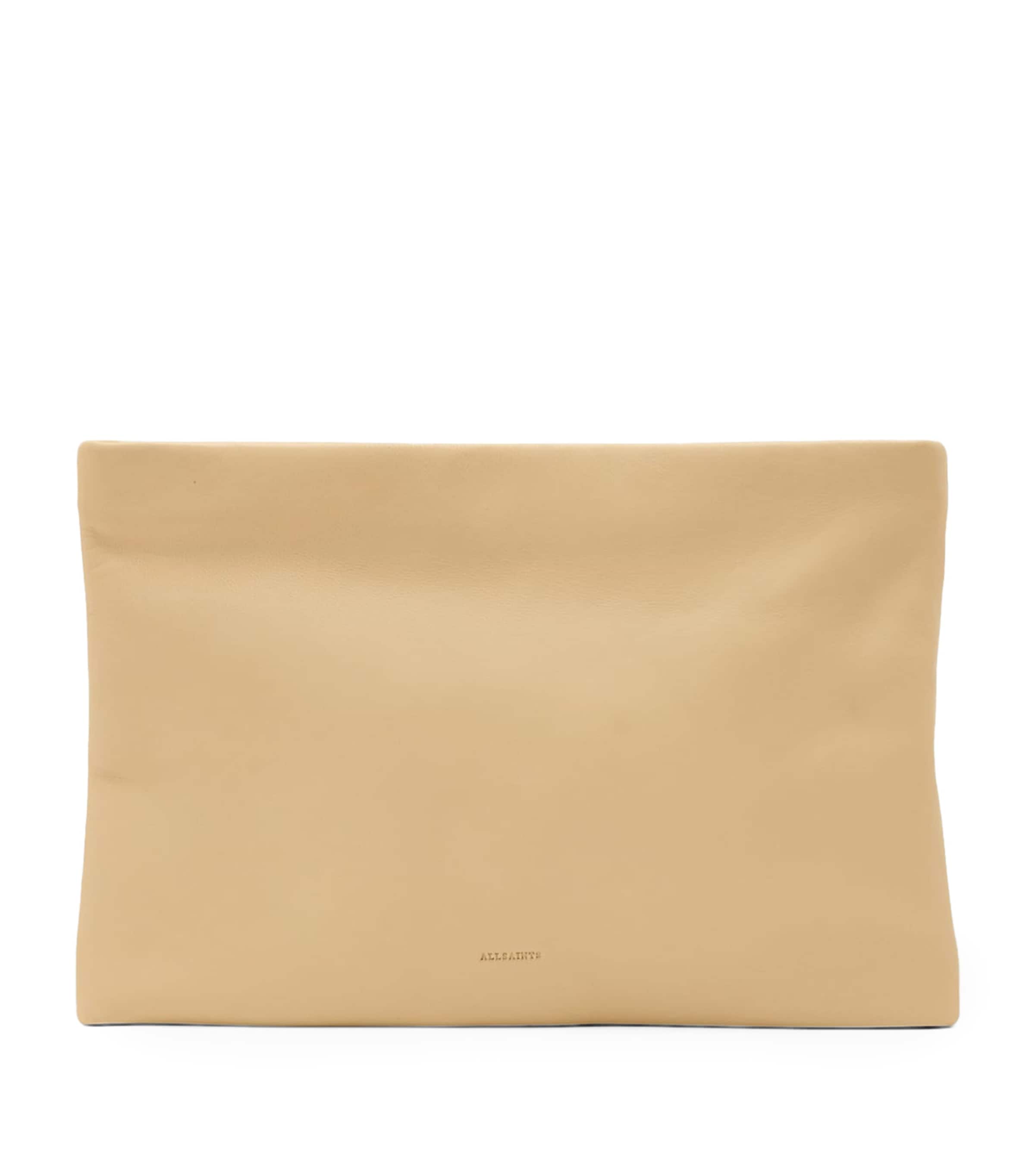 AllSaints Leather Bettina Clutch Bag Mellow Yellow