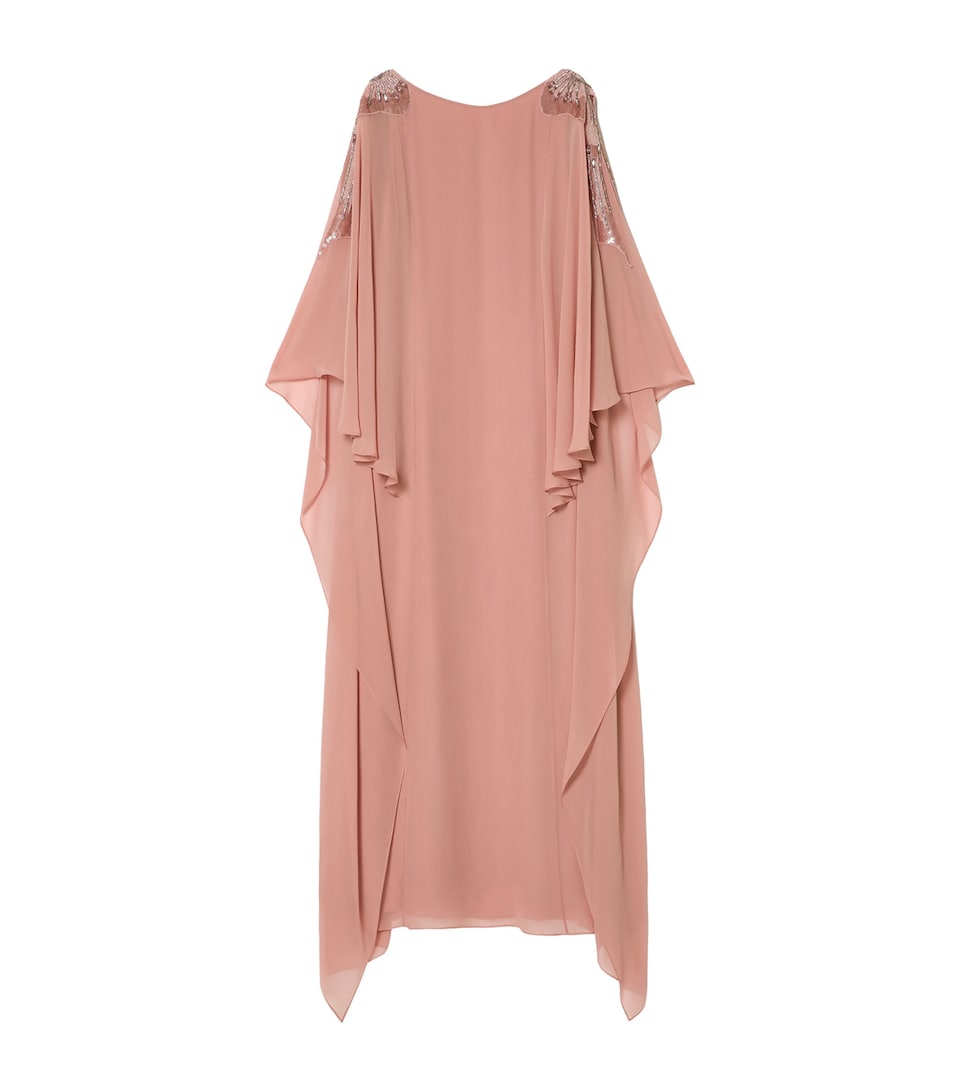 Embellished Caped Gown