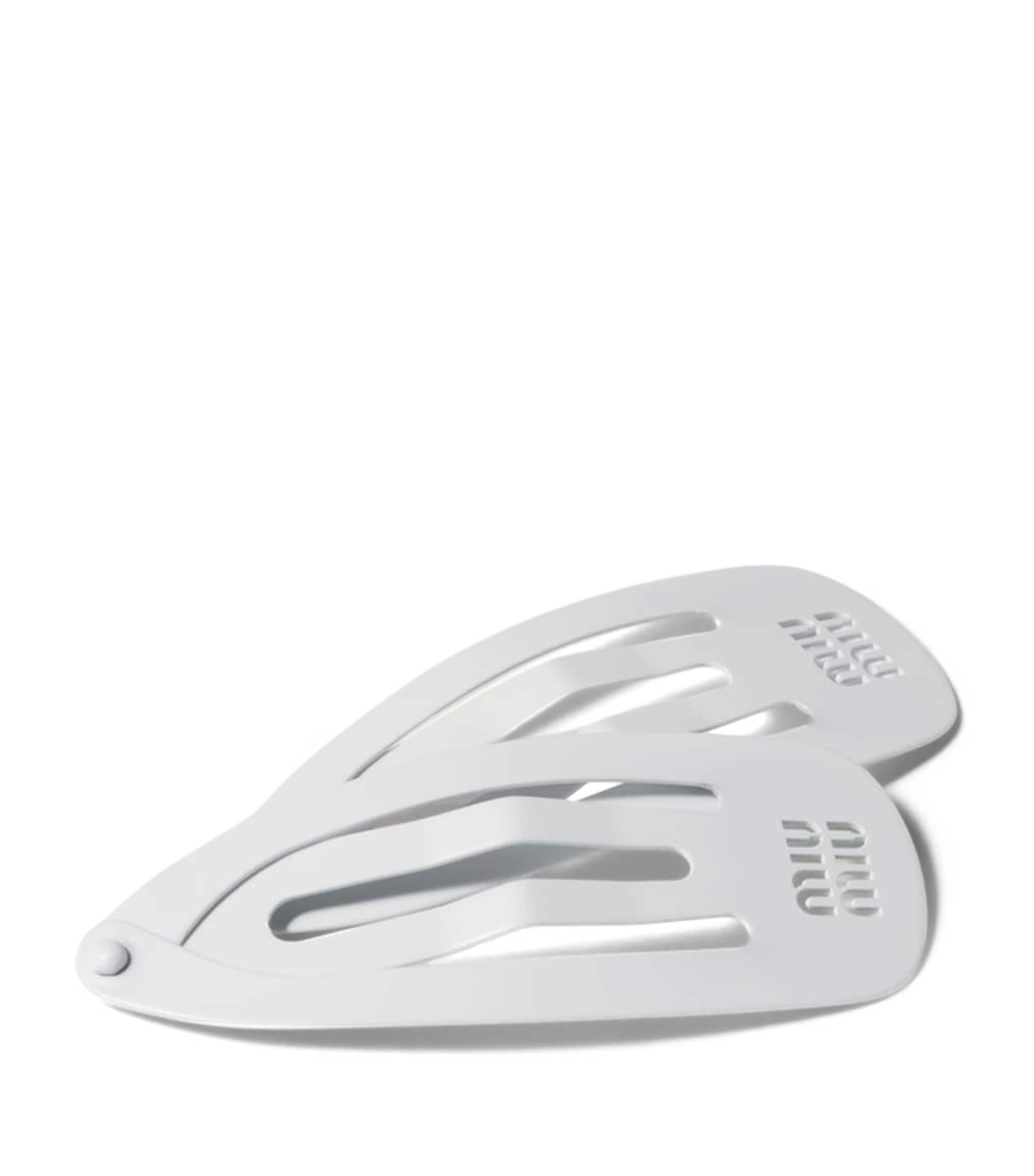 Miu Miu Metal Logo Hair Clips (Set of 2) White