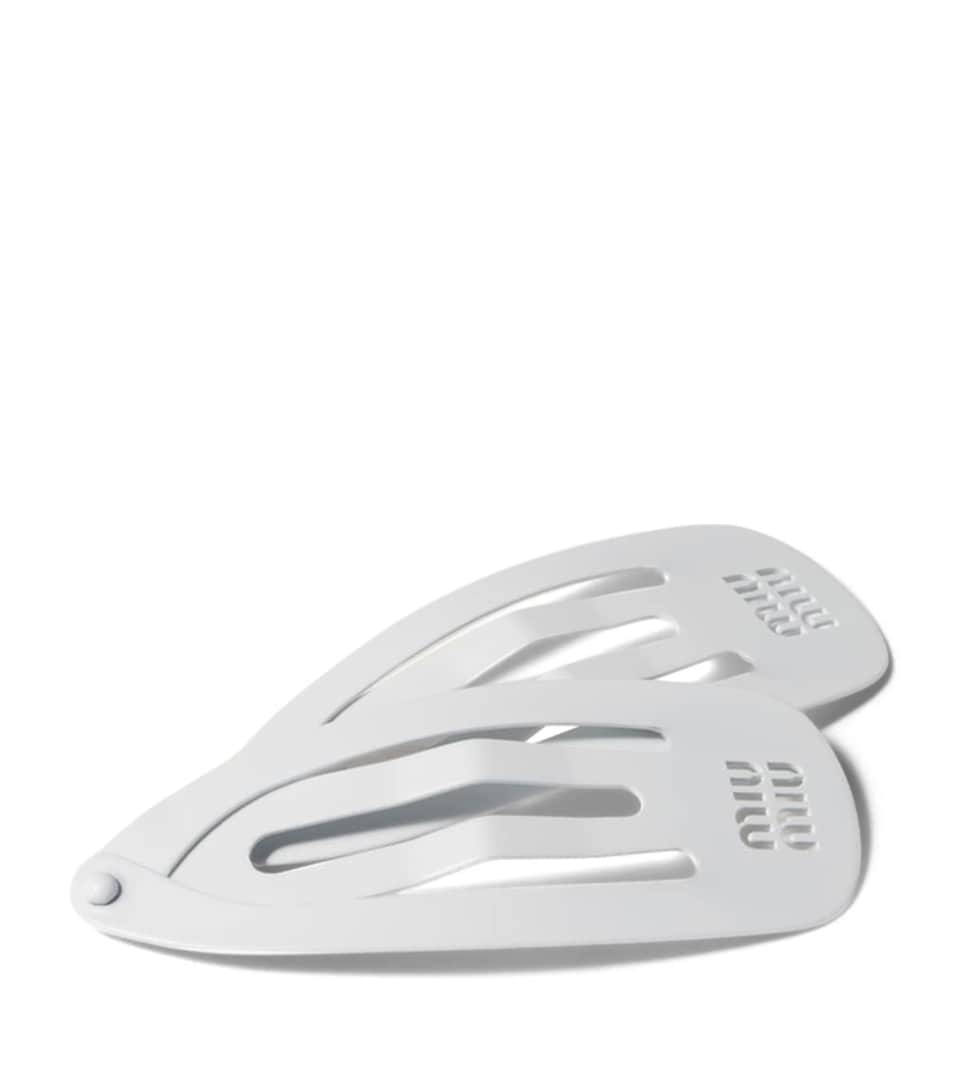 Miu Miu Metal Logo Hair Clips (Set of 2) White