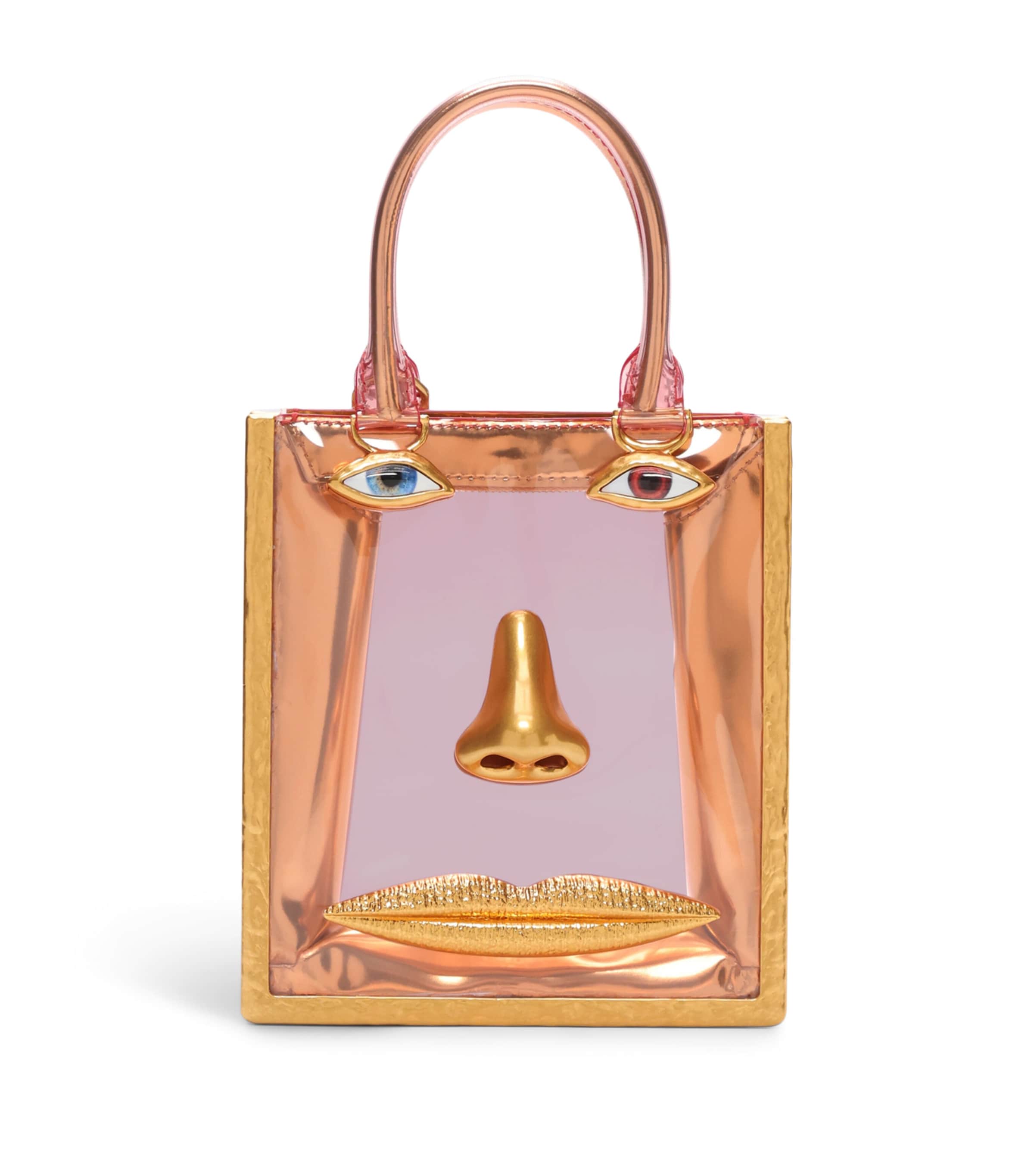 Mini Vinyl Face Top-Handle Bag