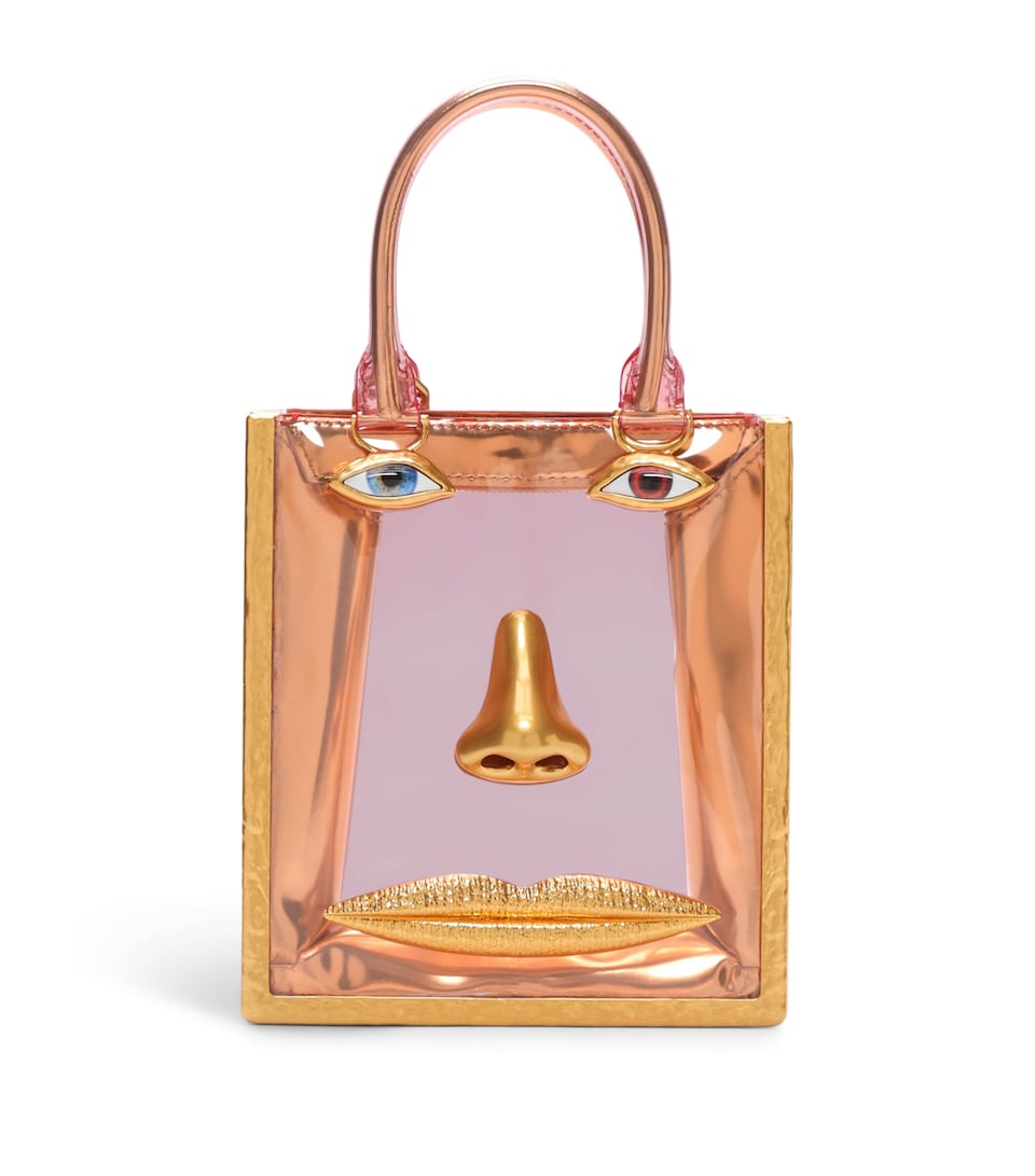 Mini Vinyl Face Top-Handle Bag