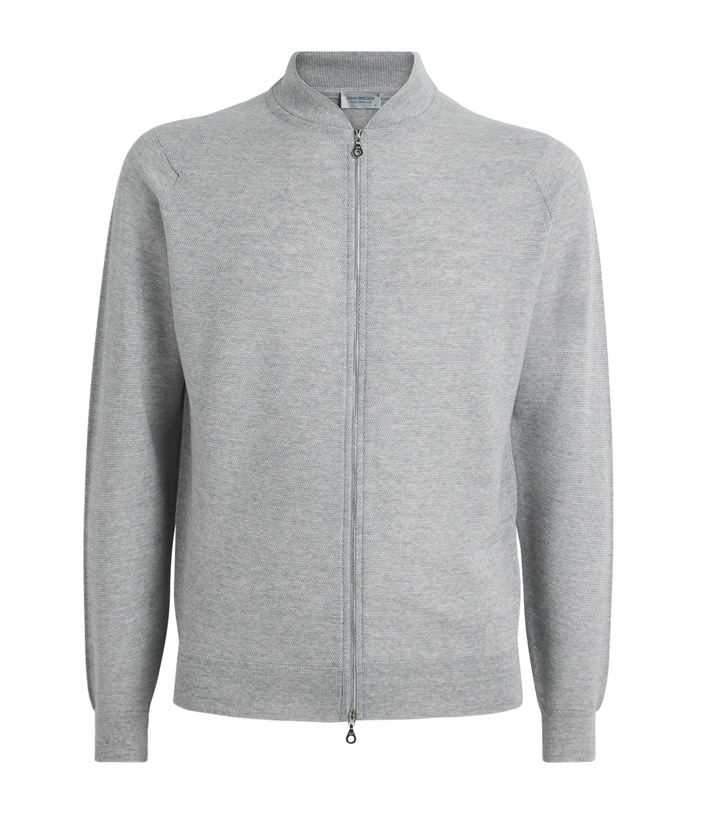John Smedley Mens Merino Wool Textured Cardigan Nimbus