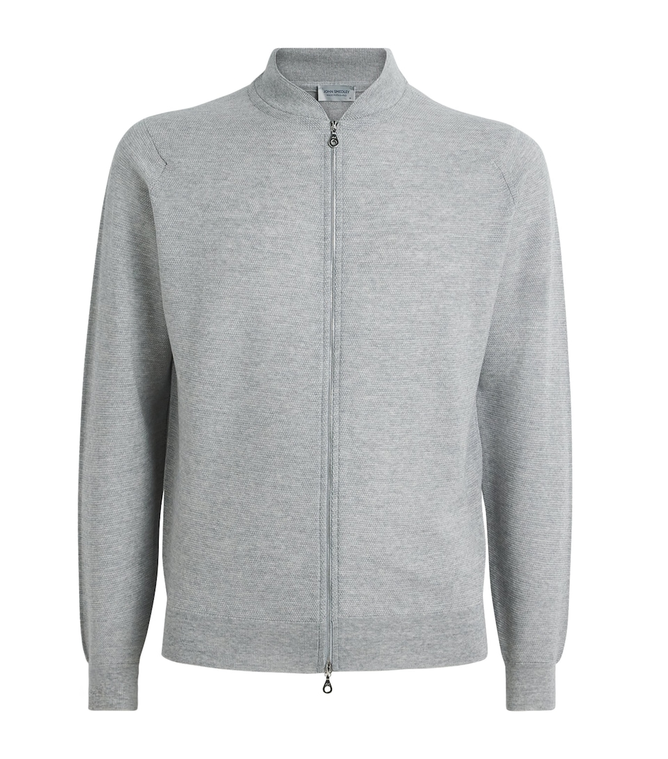 John Smedley Mens Merino Wool Textured Cardigan Nimbus