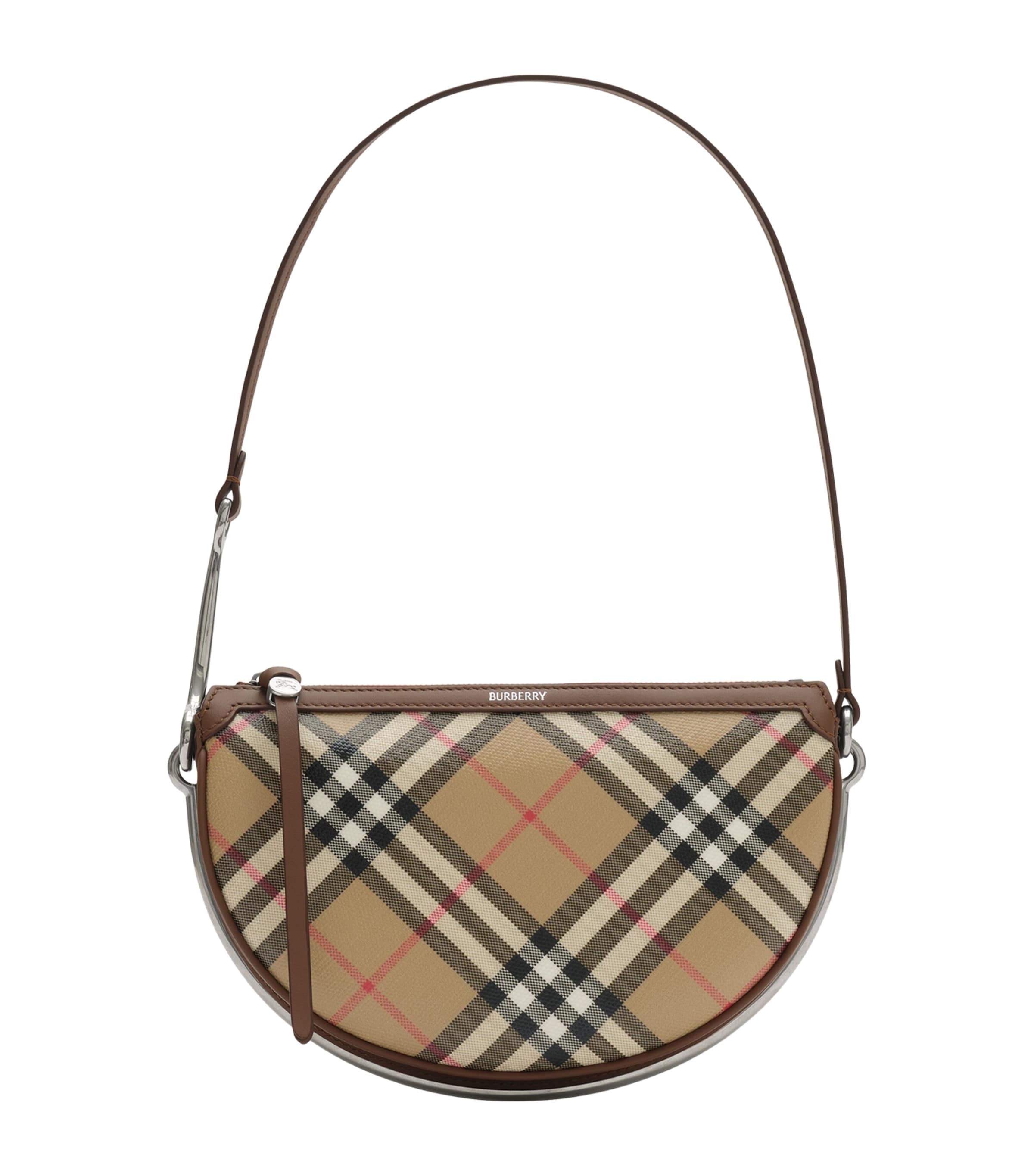 Burberry Small Check Bridle Saddle Shoulder Bag Archive Beige