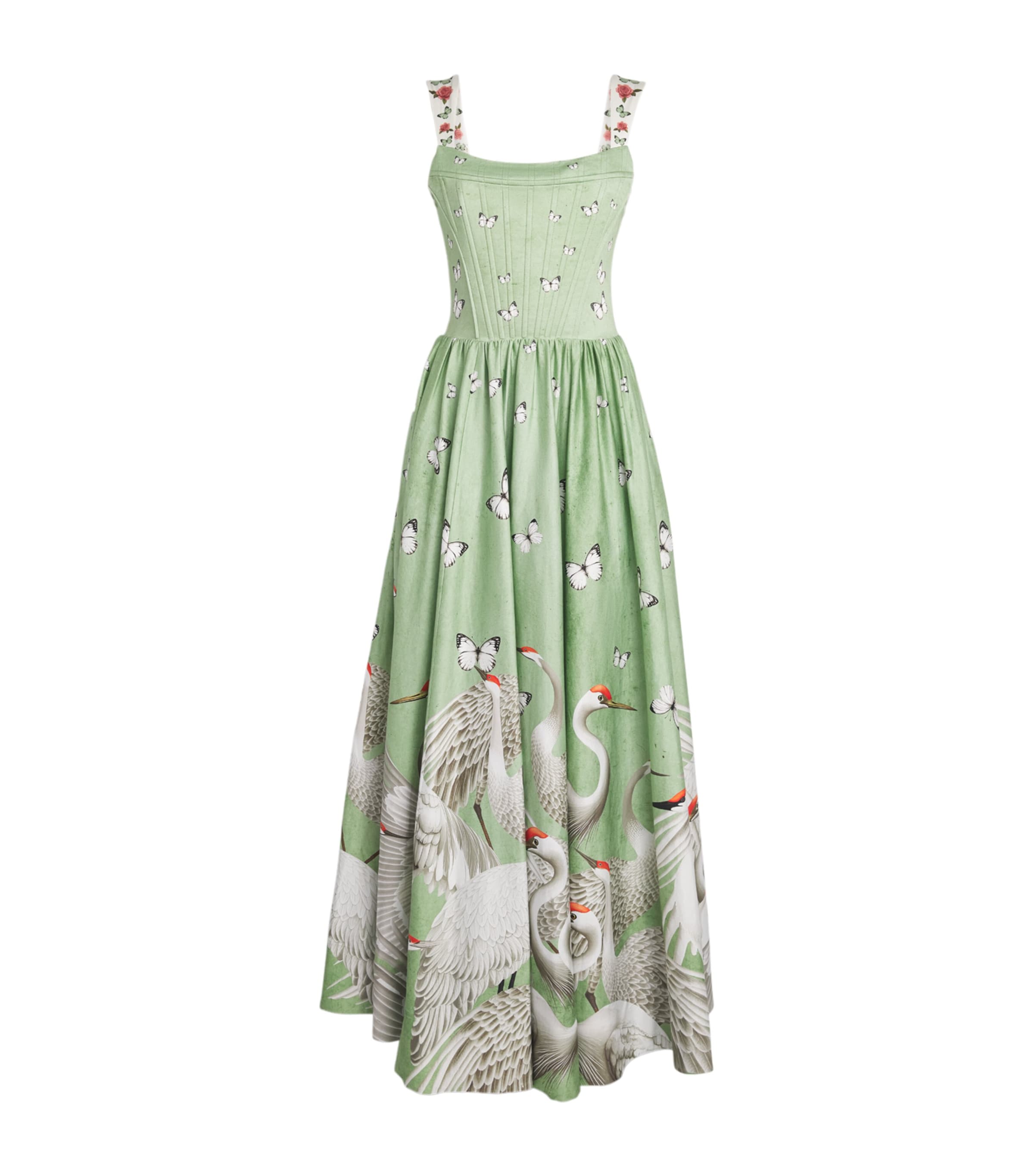 Alice+Olivia Womens Butterfly Guinevere Maxi Dress Drift Light Sage