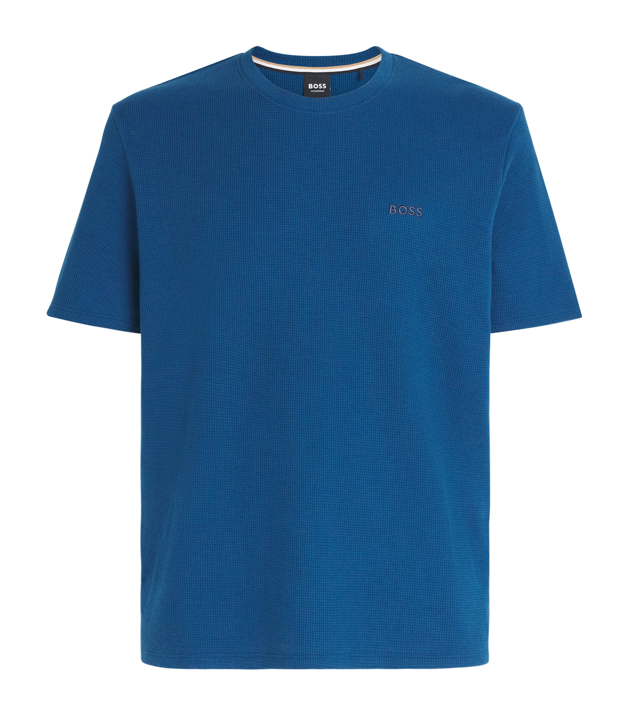 BOSS Mens Waffle-Knit Logo T-Shirt Turquoise/aqua