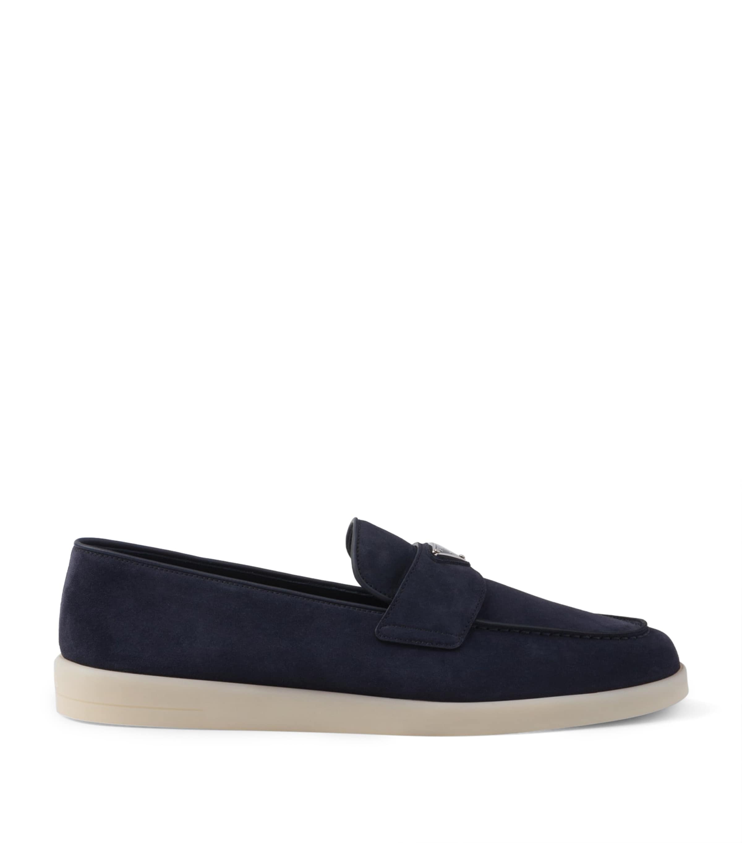 Prada Suede Triangle Loafers