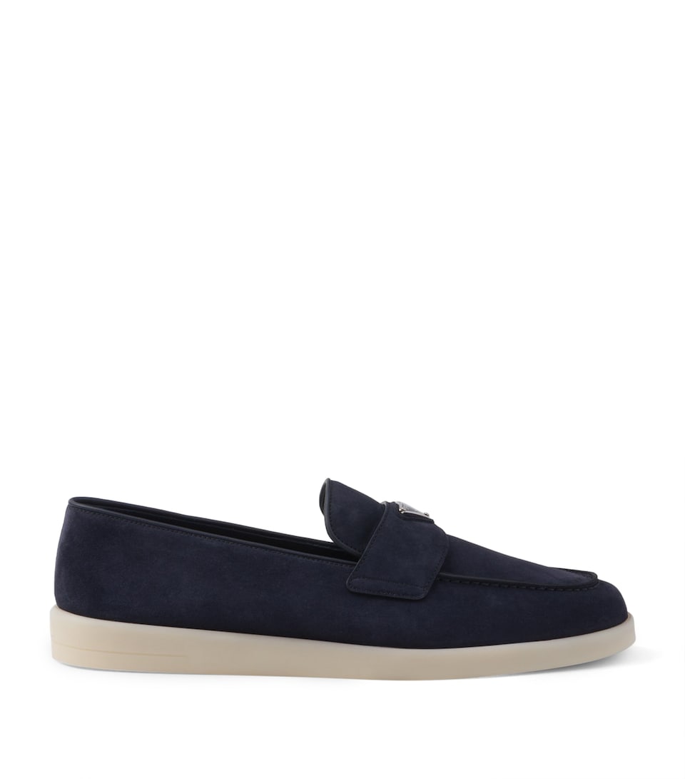 Prada Suede Triangle Loafers