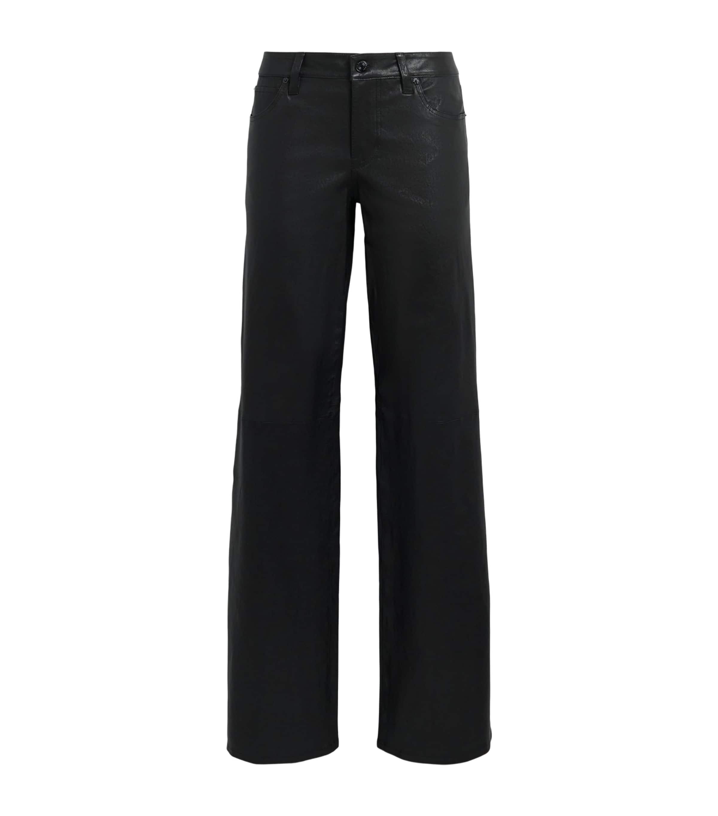 FRAME Womens x Amelia Gray Leather The Gray Trousers Black