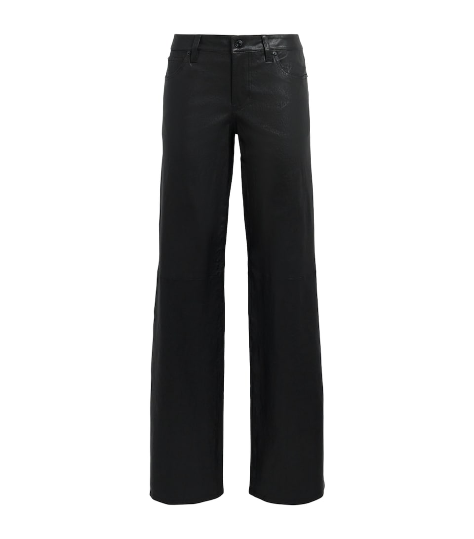 FRAME Womens x Amelia Gray Leather The Gray Trousers Black