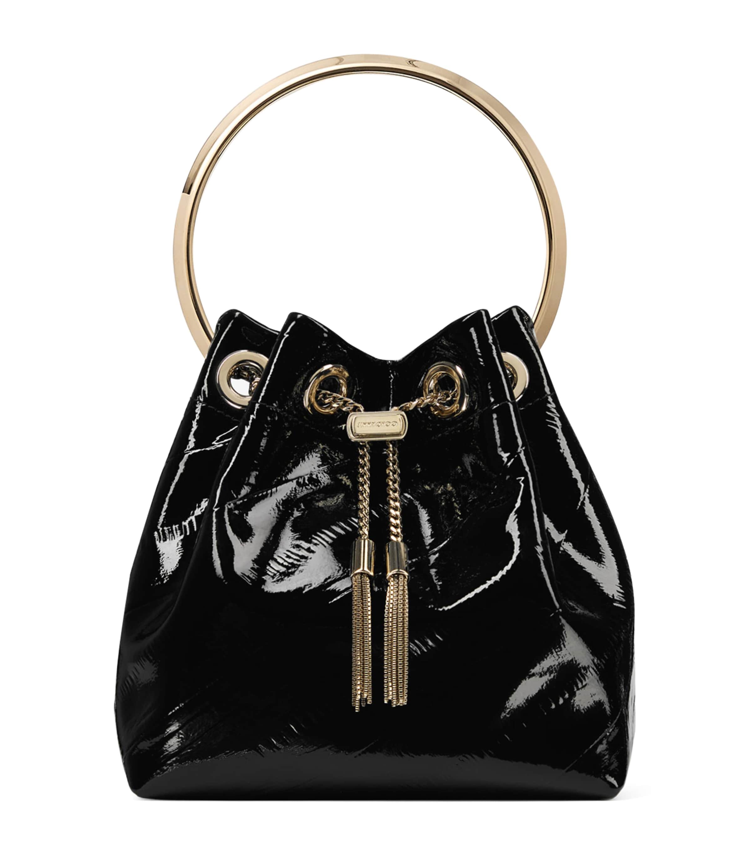 Jimmy Choo Shiny Biker Leather Bon Bon Top-Handle Bag Black/multi/gold