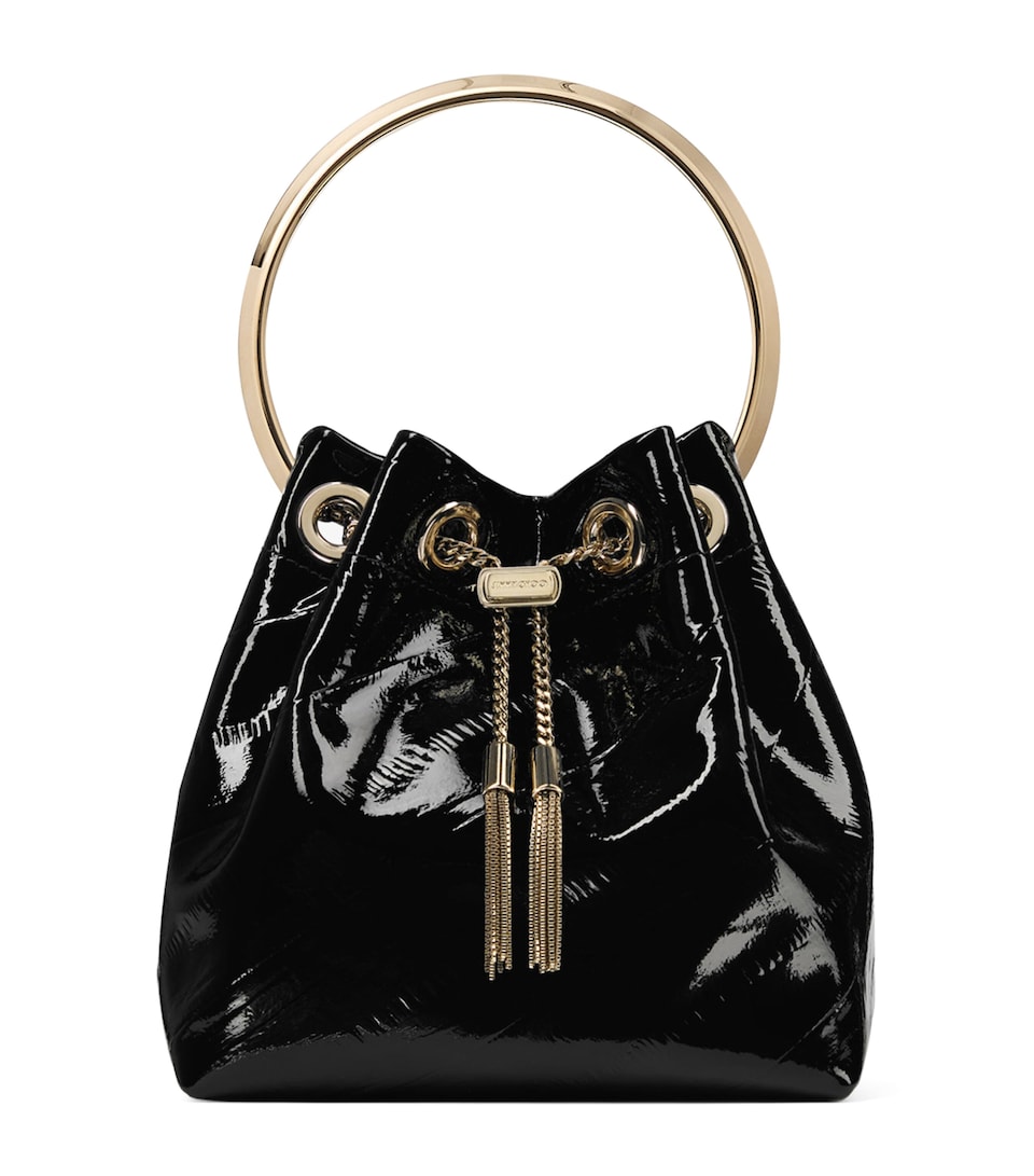 Jimmy Choo Shiny Biker Leather Bon Bon Top-Handle Bag Black/multi/gold