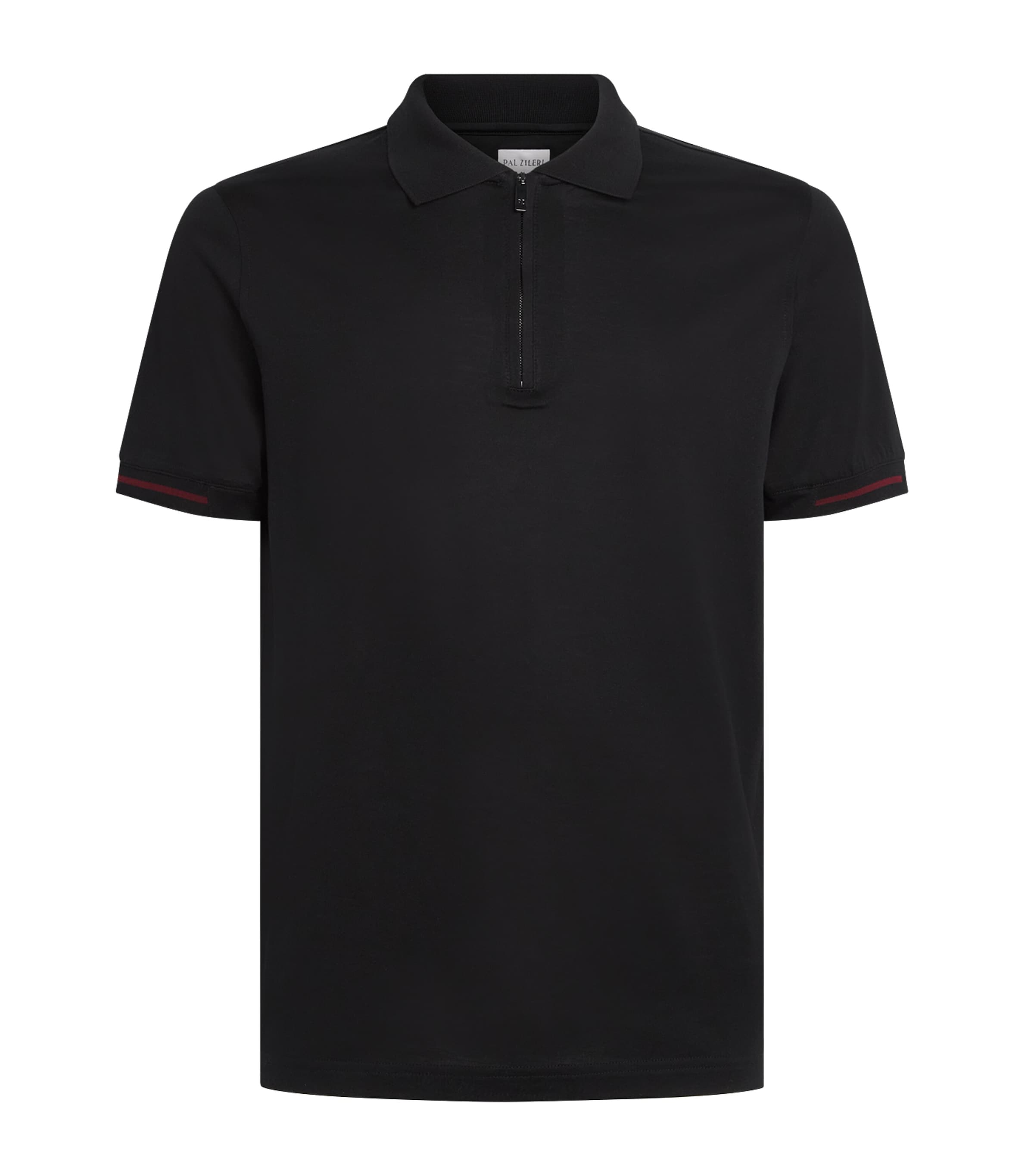 Pal Zileri Mens Cotton Zip-Up Polo Shirt Black