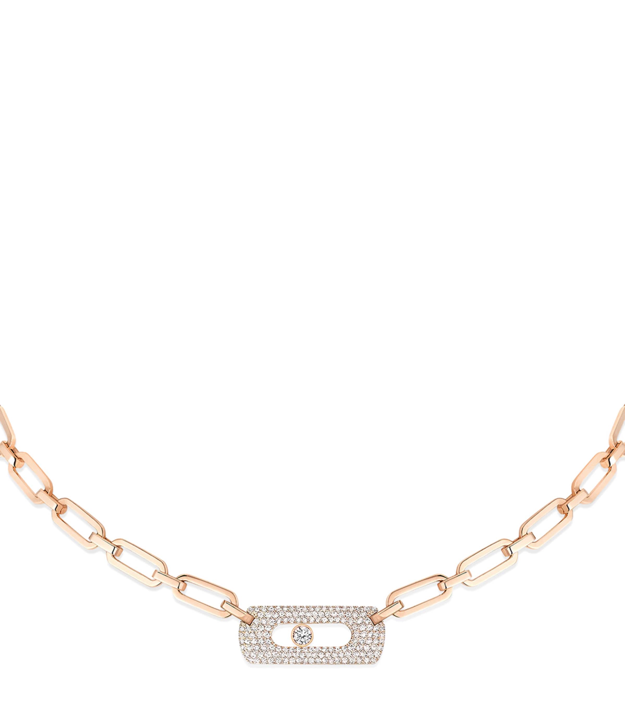 Rose Gold and Diamond Move Link Necklace