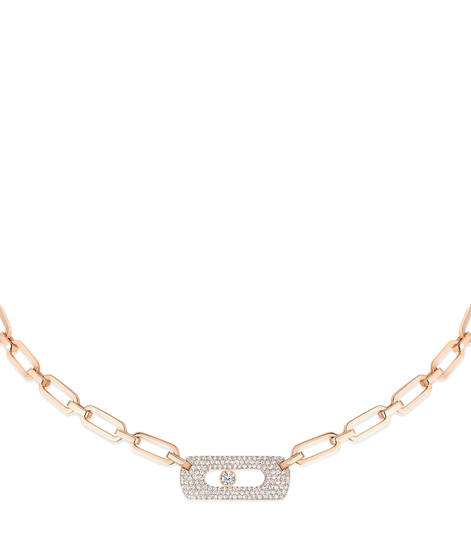 Rose Gold and Diamond Move Link Necklace