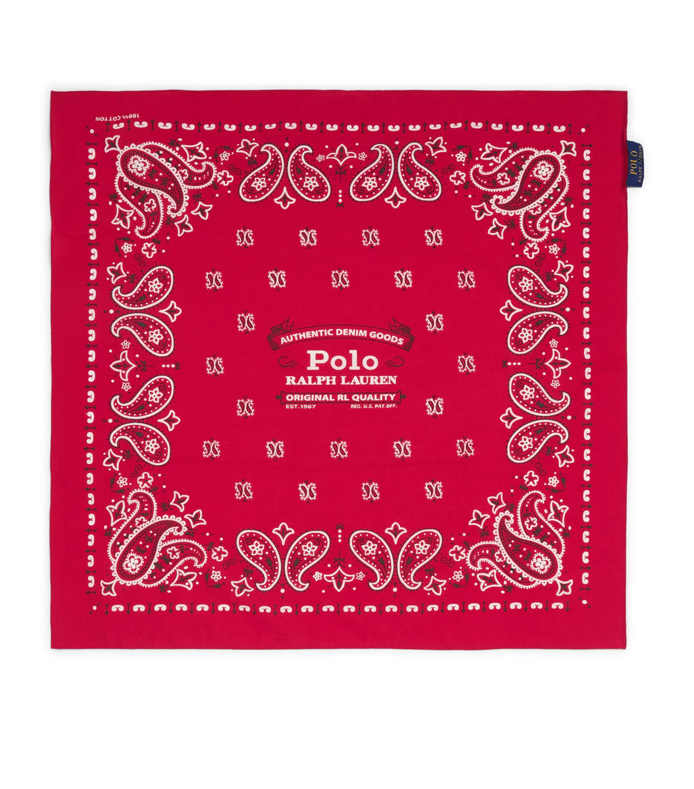 Polo Ralph Lauren Cotton Logo Bandana Scarf Rl Red/ White