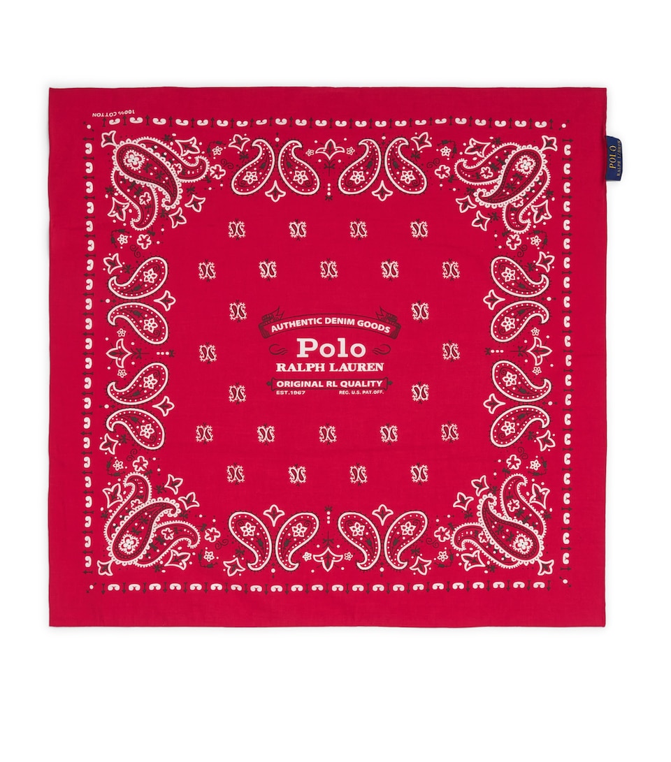 Polo Ralph Lauren Cotton Logo Bandana Scarf Rl Red/ White