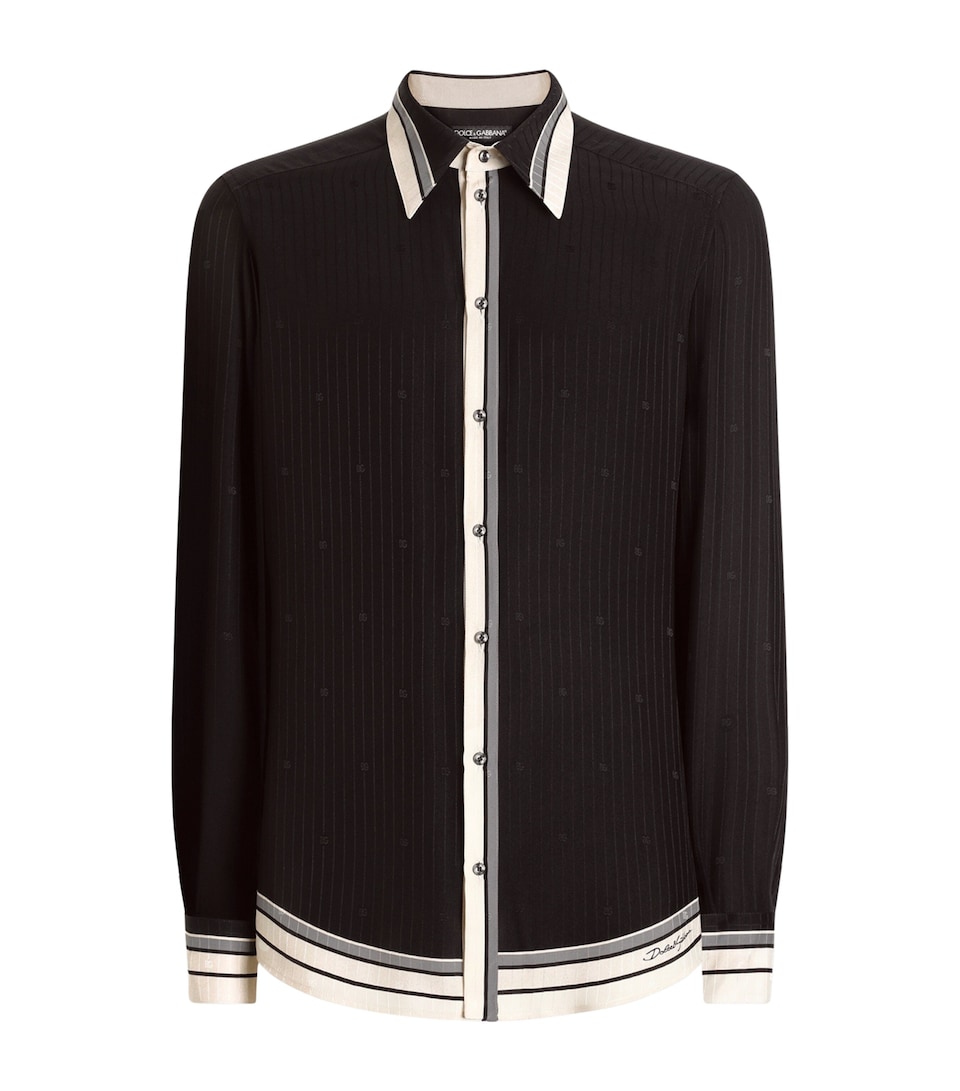 Dolce&Gabbana Mens Silk Jacquard Shirt Righe F.nero