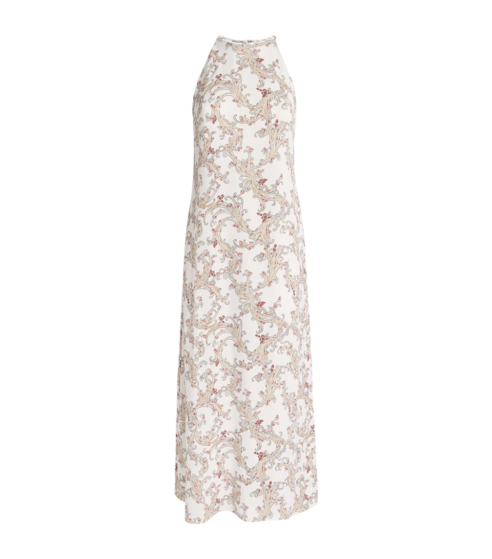 ME+EM Womens Crepe Halterneck Maxi Dress Light Cream/multi