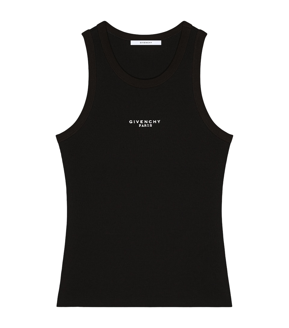 Givenchy Womens Stretch-Cotton Logo Tank Top Black