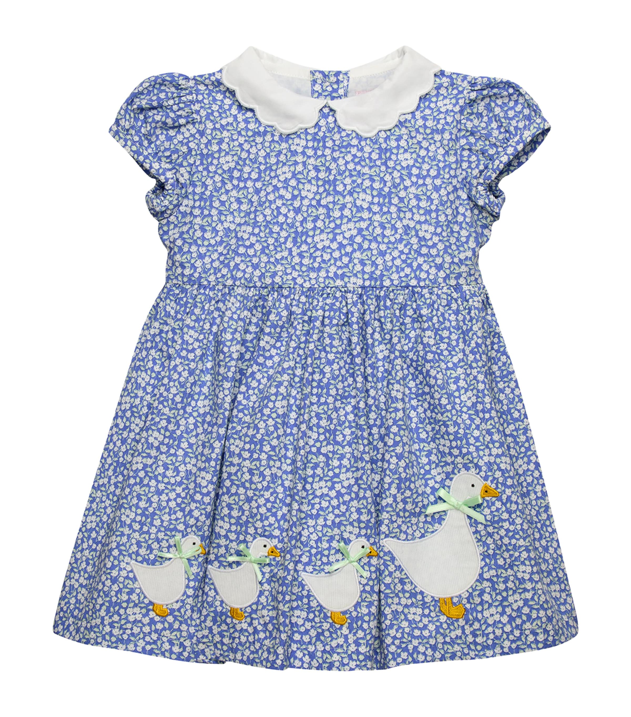 Trotters Cotton Floral Duck Dress (3-24 Months) Blue Ditsy Floral