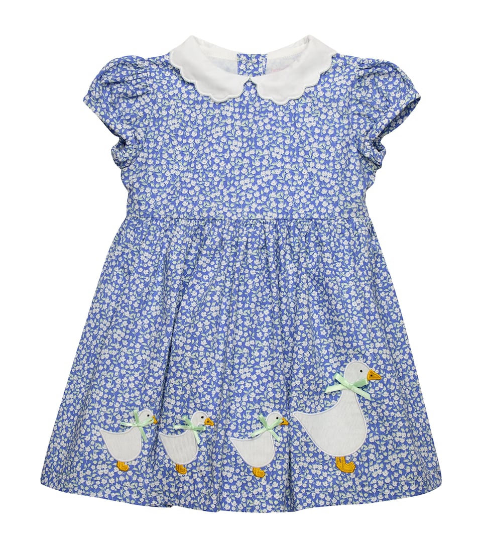 Trotters Cotton Floral Duck Dress (3-24 Months) Blue Ditsy Floral