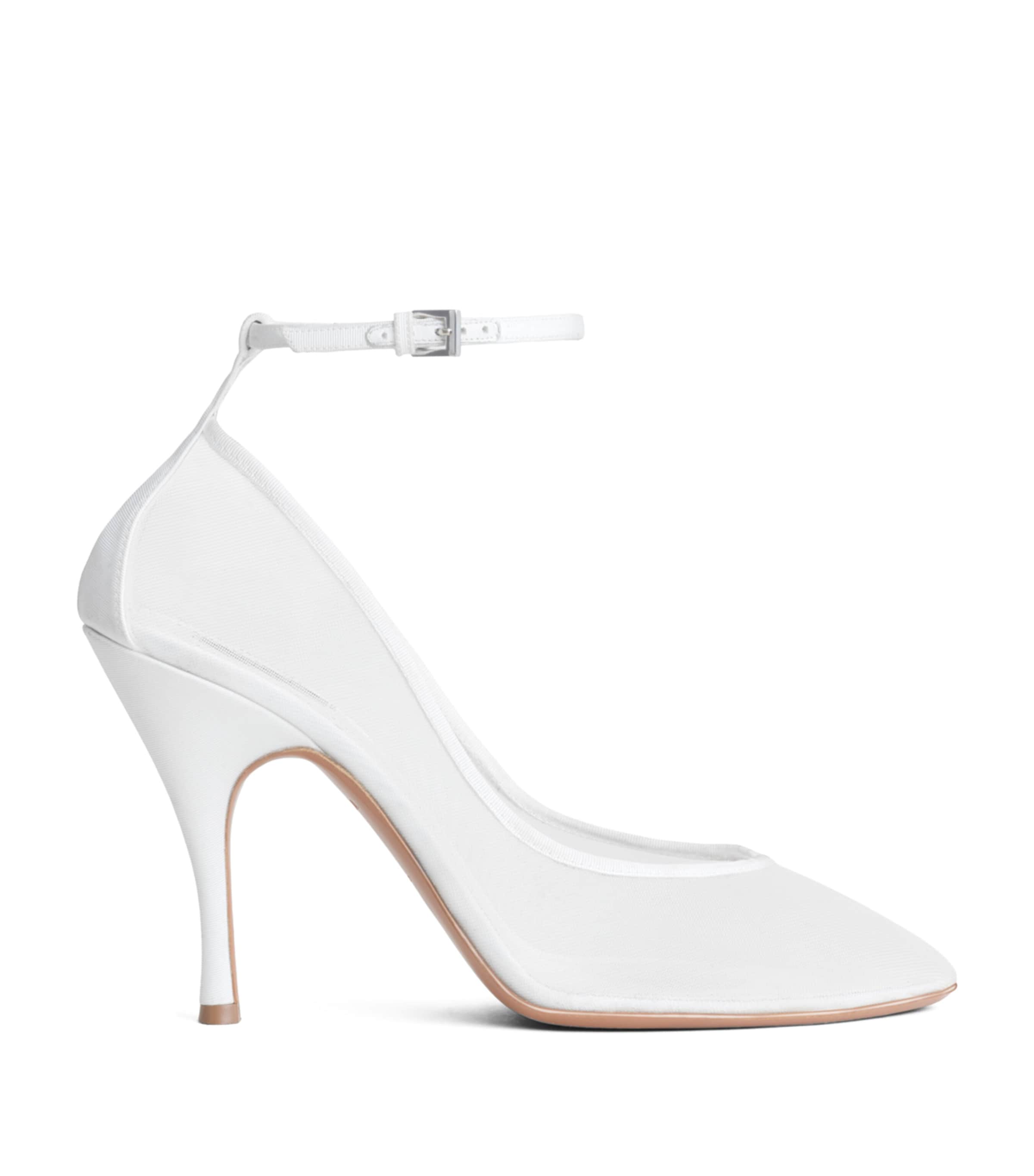 Alaïa Mesh Ankle-Strap Pumps 100 Optical White