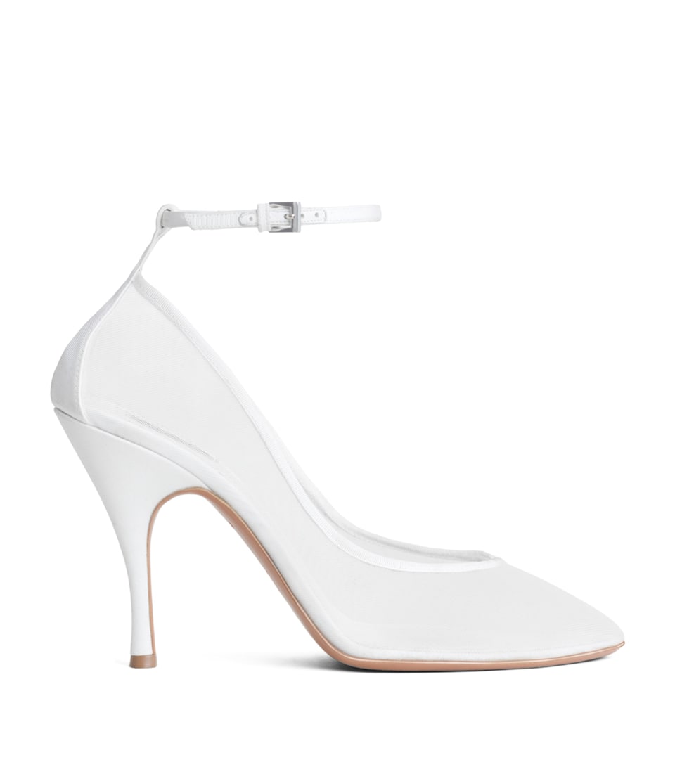 Alaïa Mesh Ankle-Strap Pumps 100 Optical White