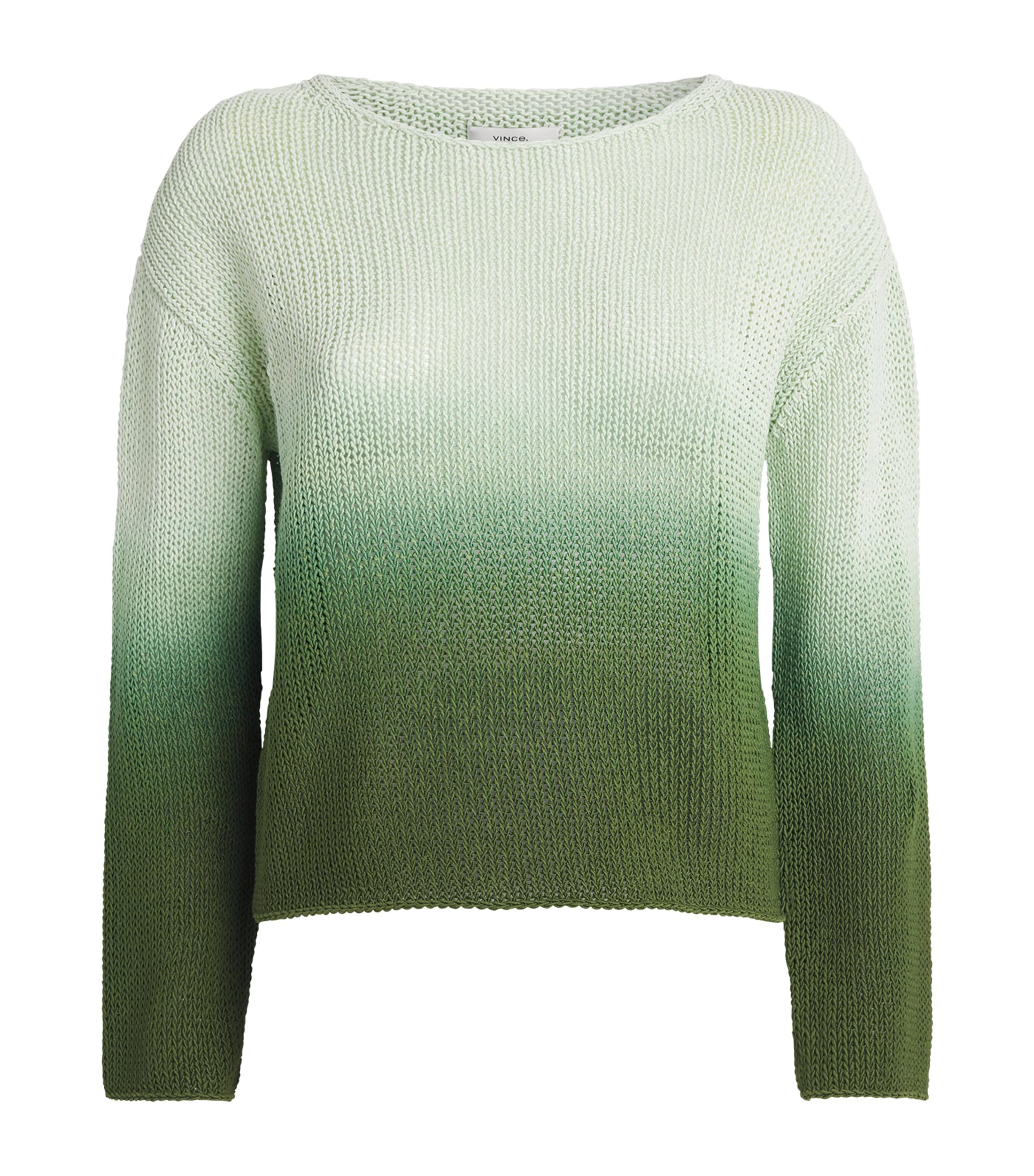 Vince Womens Cotton-Blend Dip Dye Sweater Sea Dew Combo